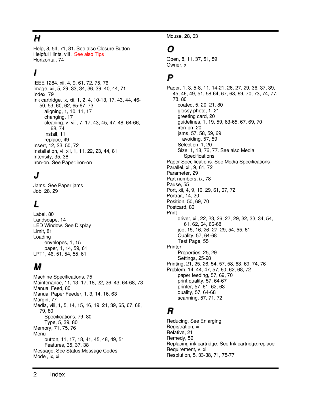 Xerox XK35C, XK25C manual Index 