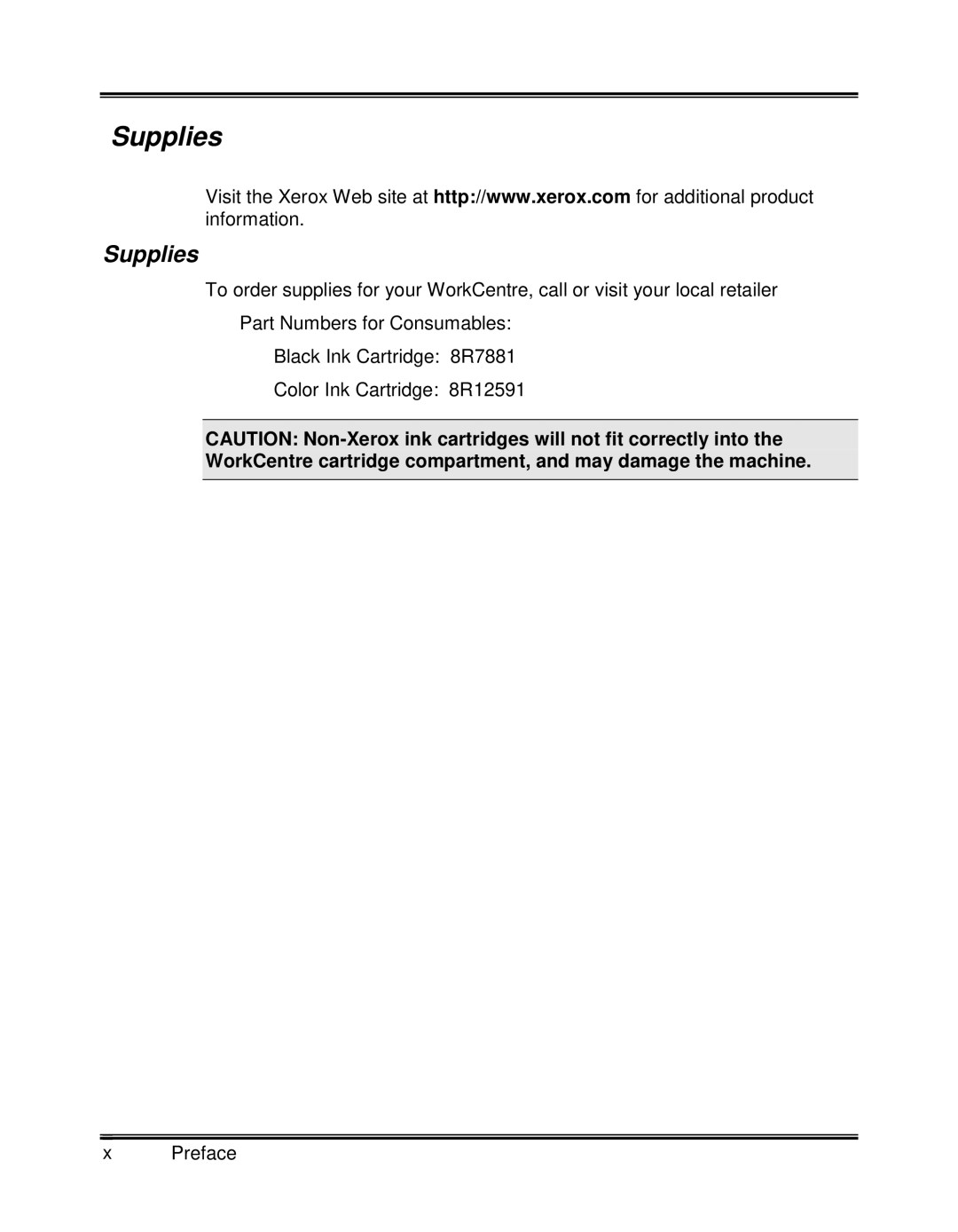 Xerox XK35C, XK25C manual Supplies 