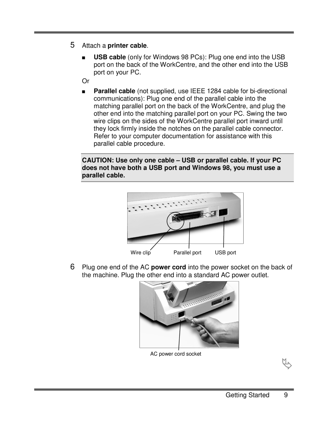 Xerox XK35C, XK25C manual 3Attach a printer cable 