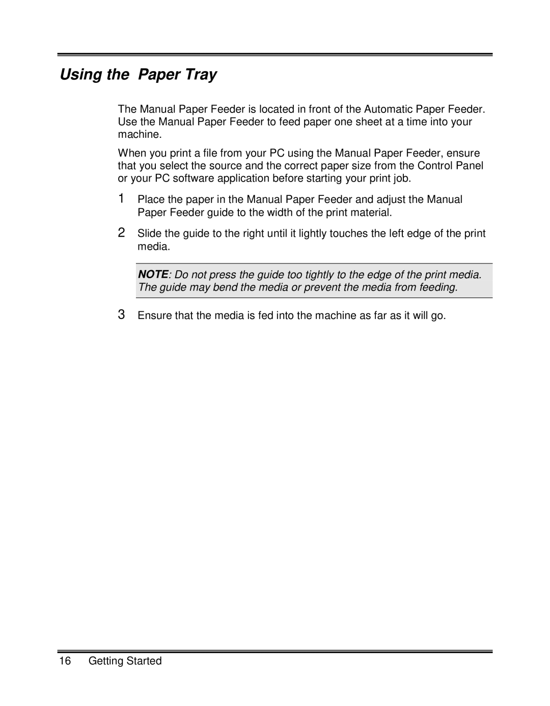 Xerox XK25C, XK35C manual Using the Paper Tray 