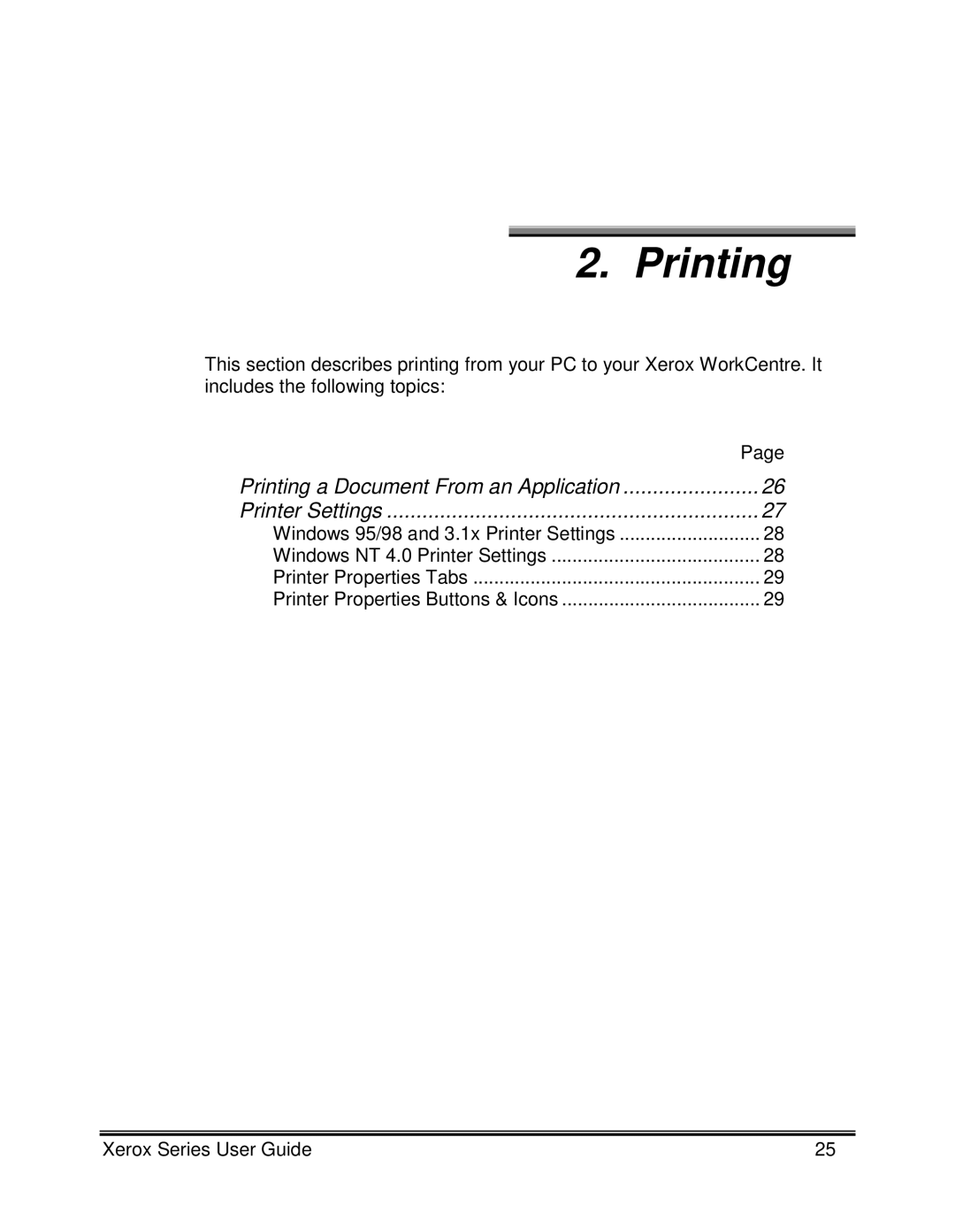 Xerox XK35C, XK25C manual Printing 