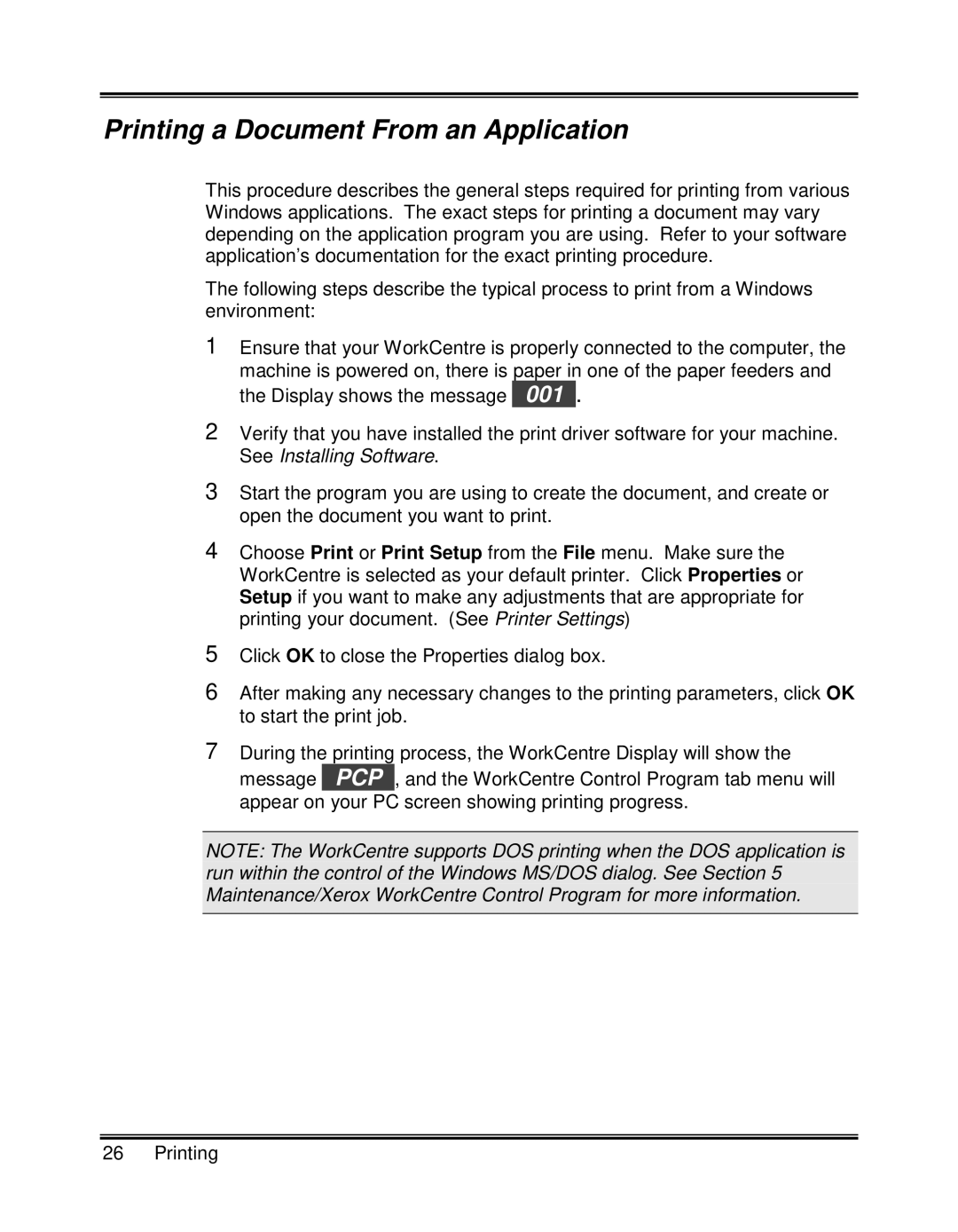 Xerox XK25C, XK35C manual Printing a Document From an Application 