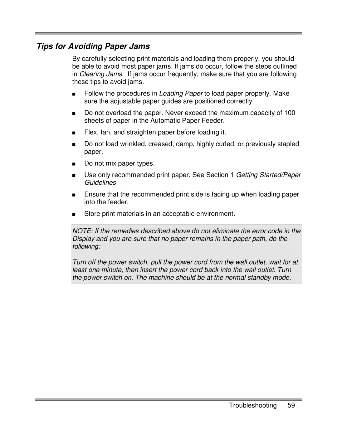 Xerox XK35C, XK25C manual Tips for Avoiding Paper Jams 