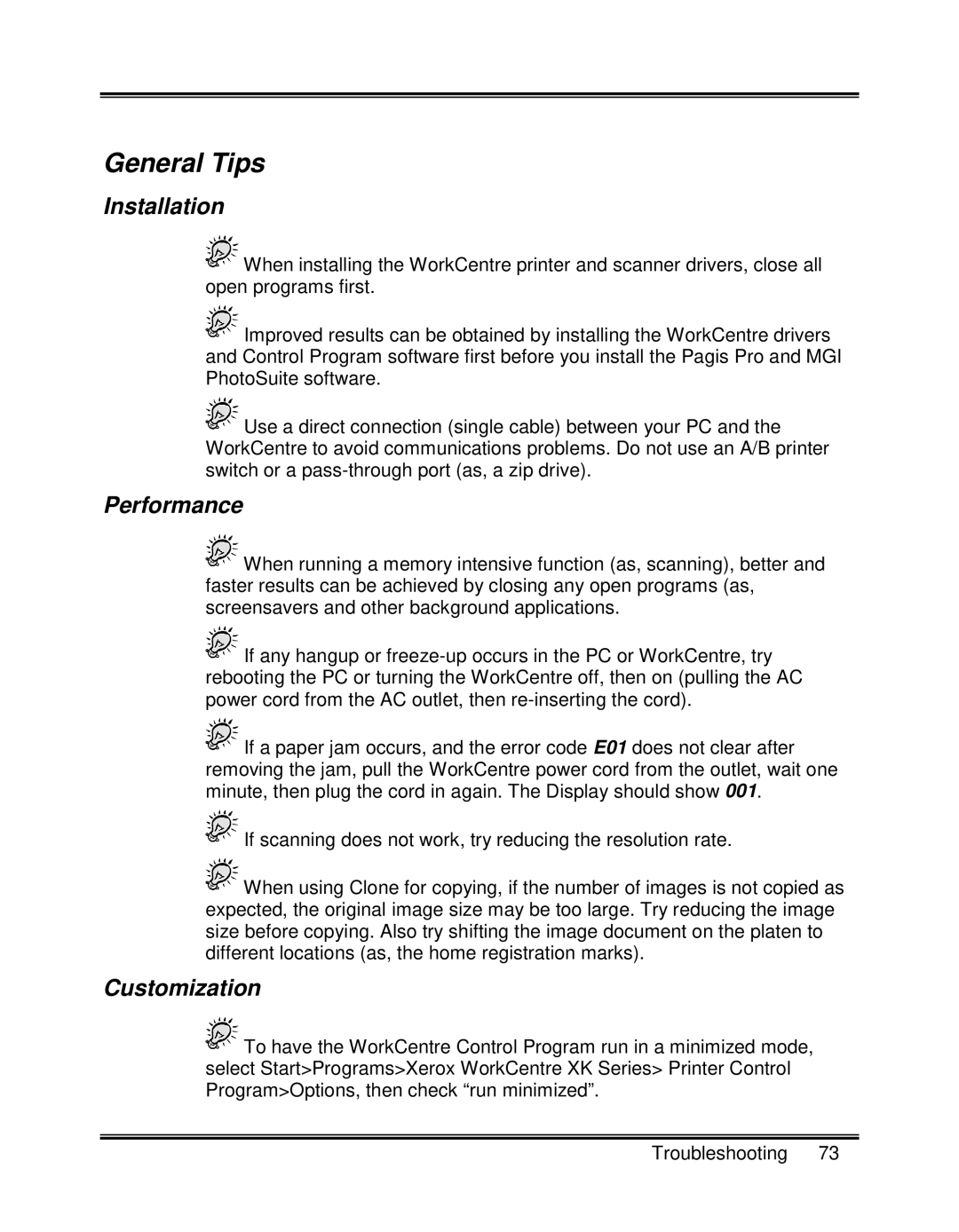 Xerox XK35C, XK25C manual General Tips, Installation, Performance, Customization 