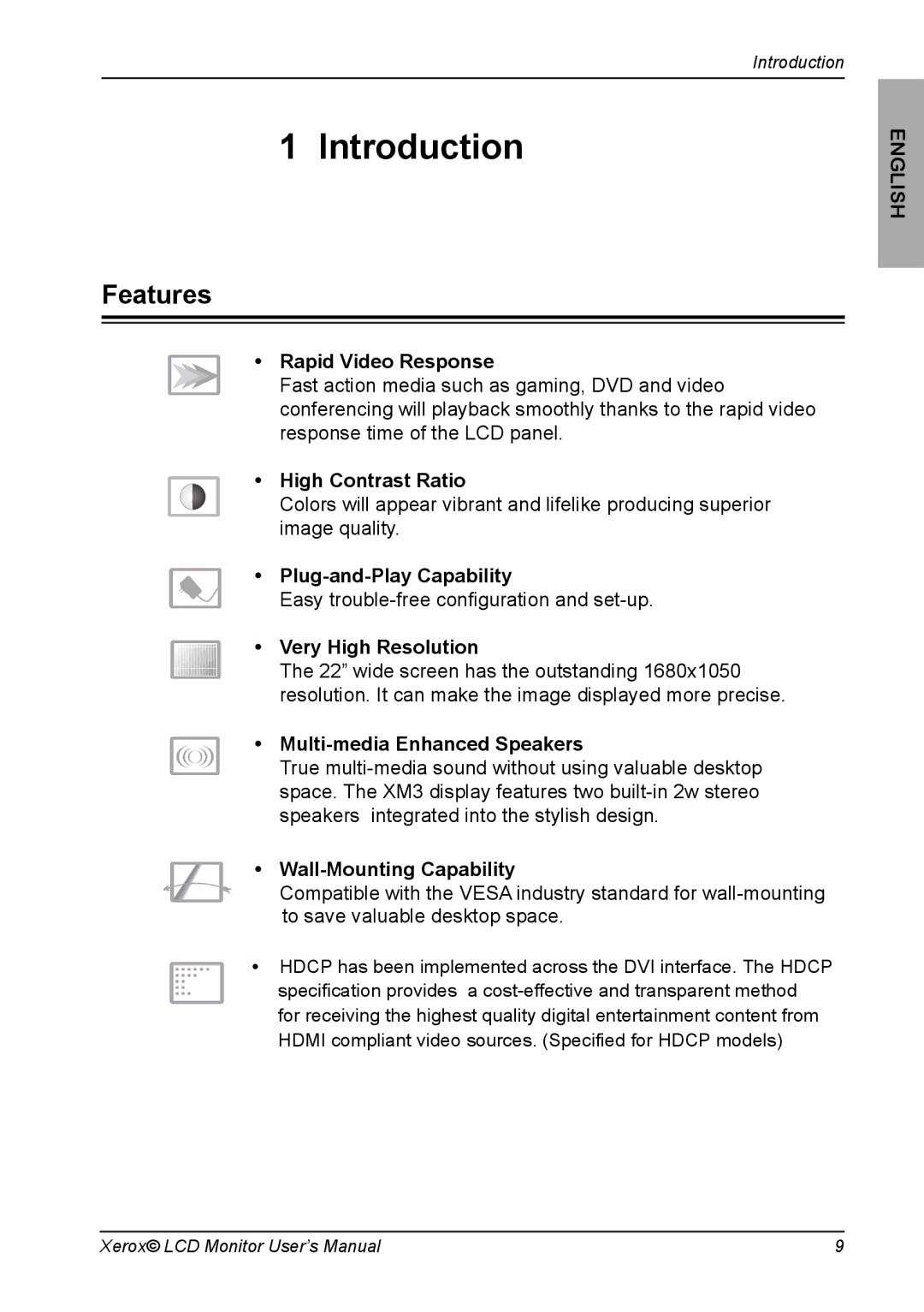 Xerox XM3-22w manual Introduction, Features, Easy trouble-free conﬁguration and set-up 