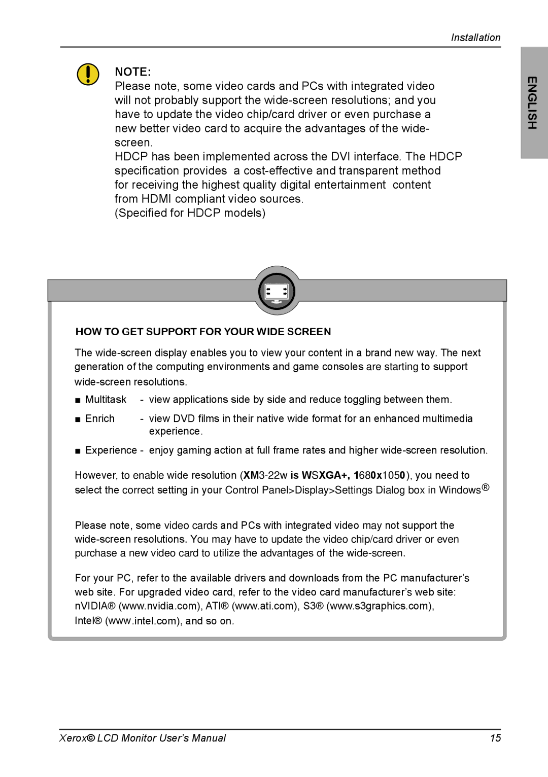 Xerox XM3-22w manual HOW to GET Support for Your Wide Screen 