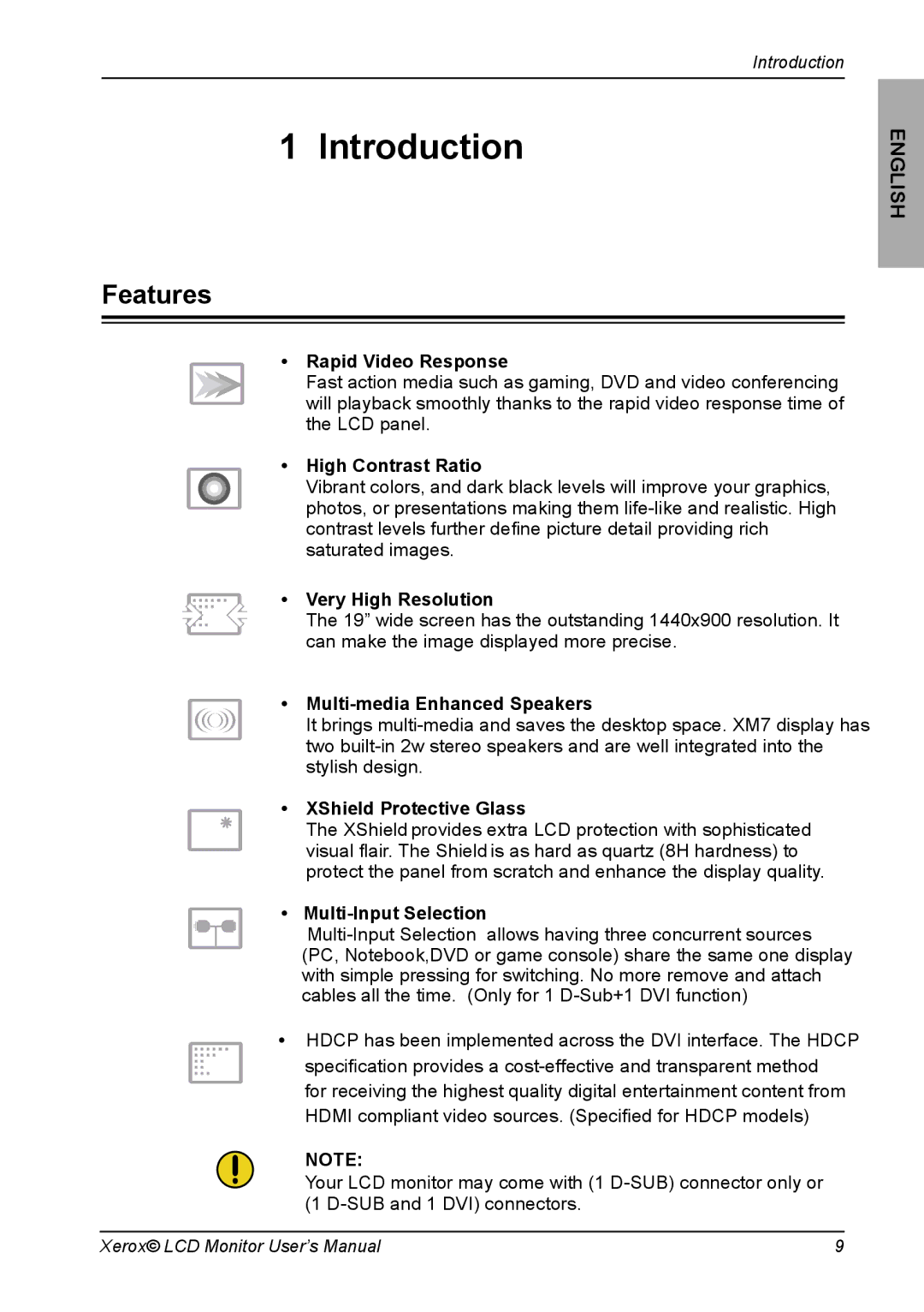 Xerox XM7-19w manual Introduction, Features 