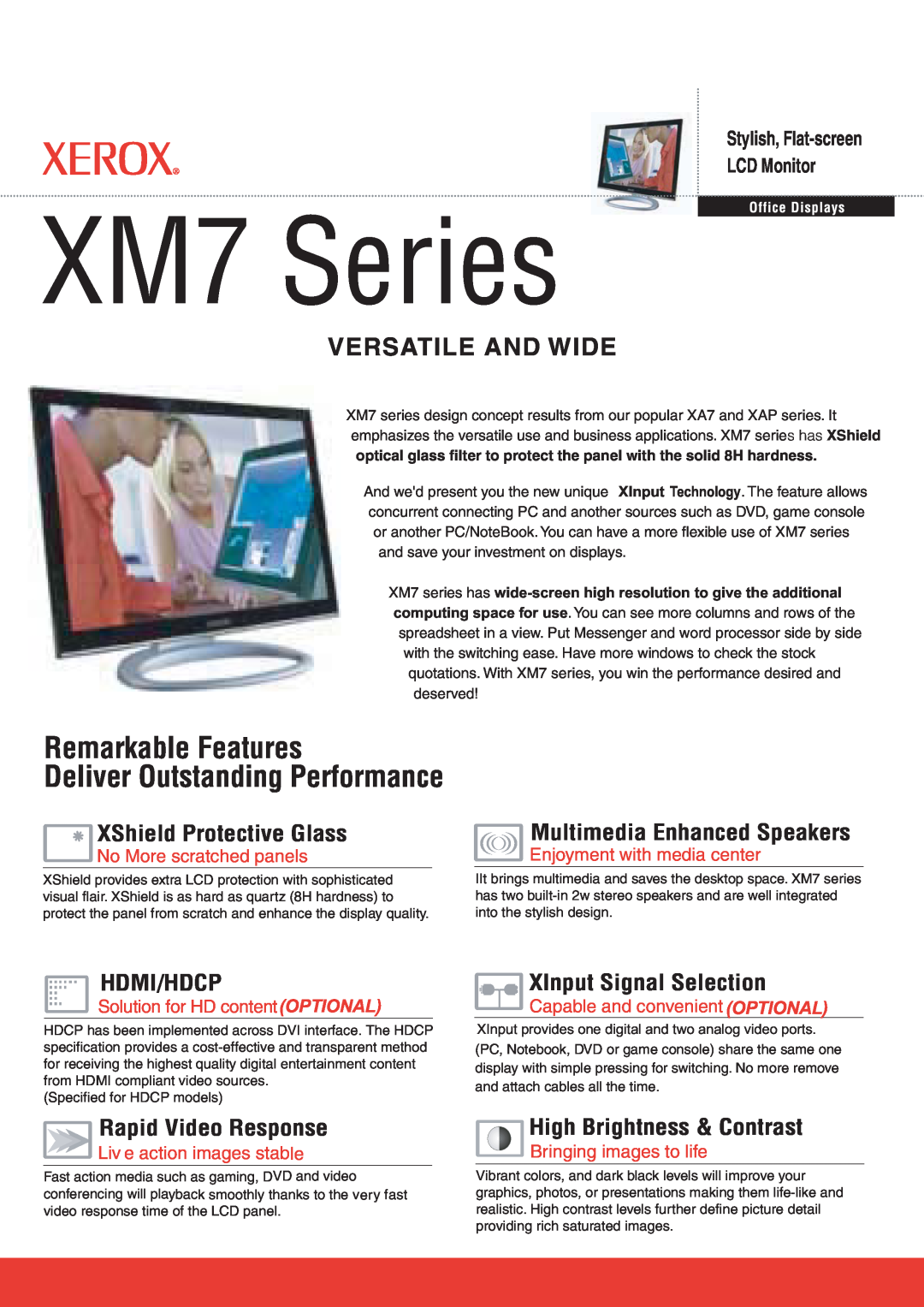 Xerox XM7 Series manual Remarkable Features Deliver Outstanding Performance, Versatile And Wide, XShield Protective Glass 
