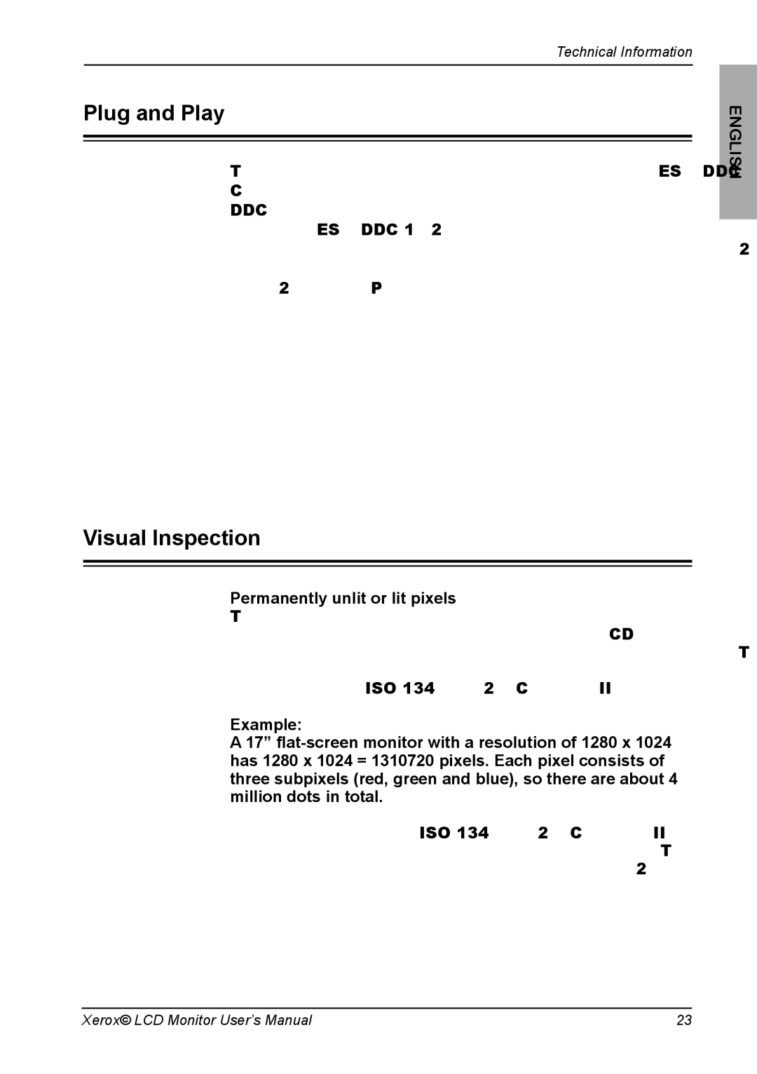 Xerox XR3 Series manual Plug and Play, Visual Inspection, Permanently unlit or lit pixels 