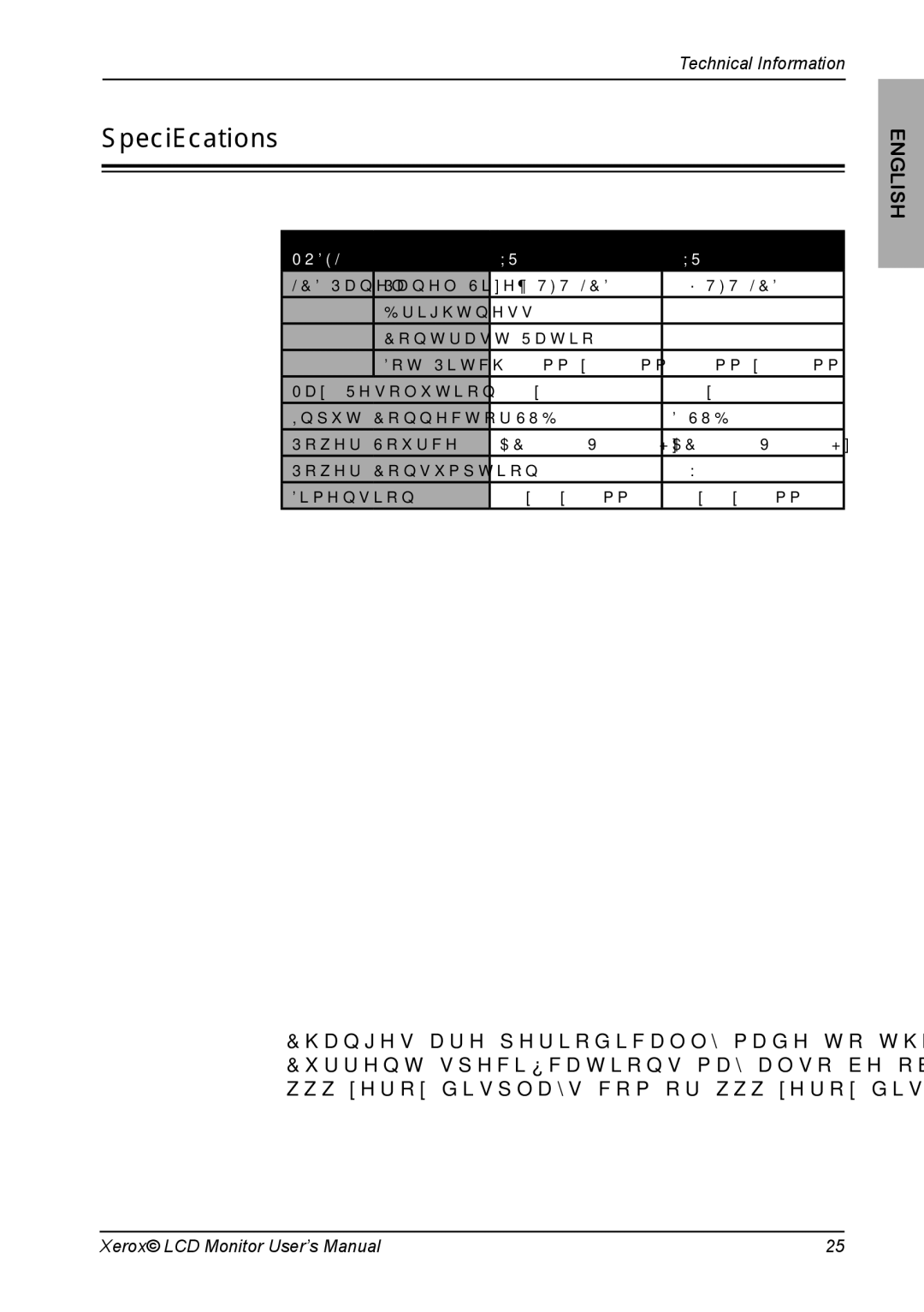 Xerox XR3 Series manual Speciﬁcations, Model 