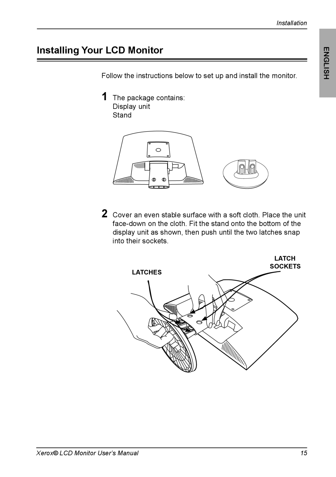 Xerox XR6 Series manual Installing Your LCD Monitor 