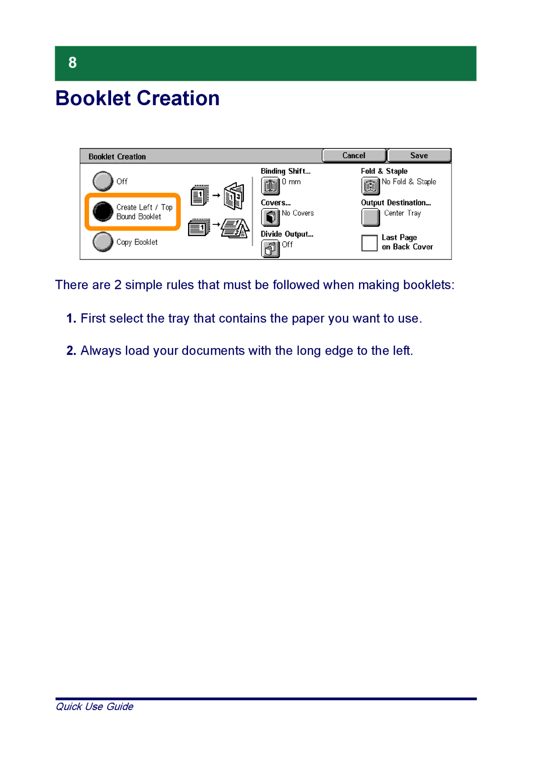 Xerox XT3008EN0-2, ME3612E4-1 manual Booklet Creation 