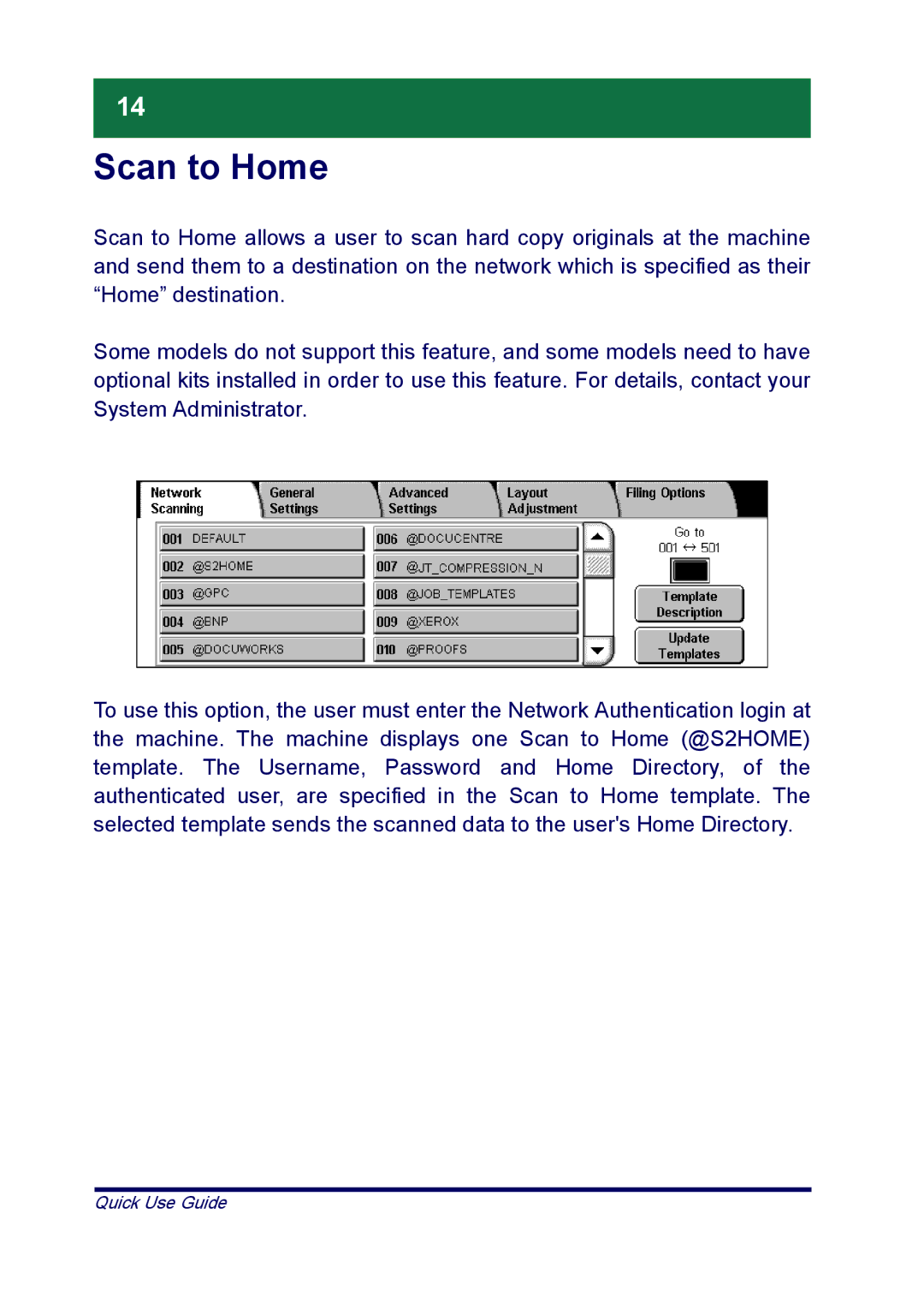 Xerox XT3008EN0-2, ME3612E4-1 manual Scan to Home 