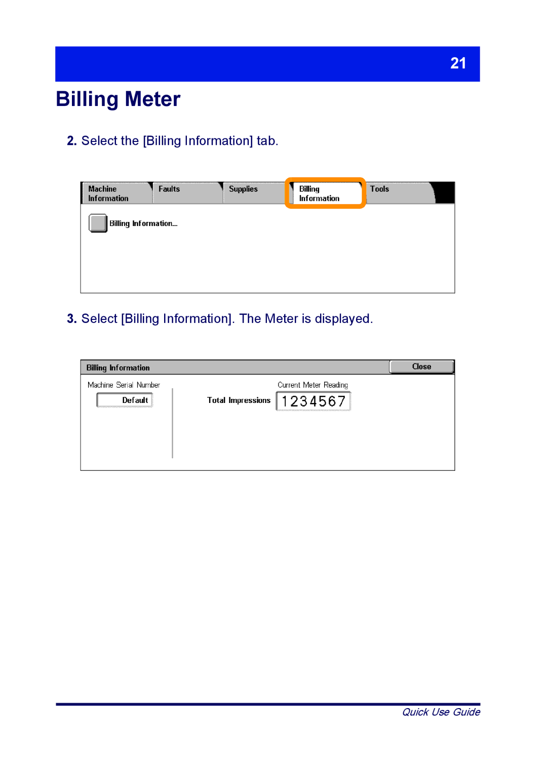 Xerox ME3612E4-1, XT3008EN0-2 manual Billing Meter 