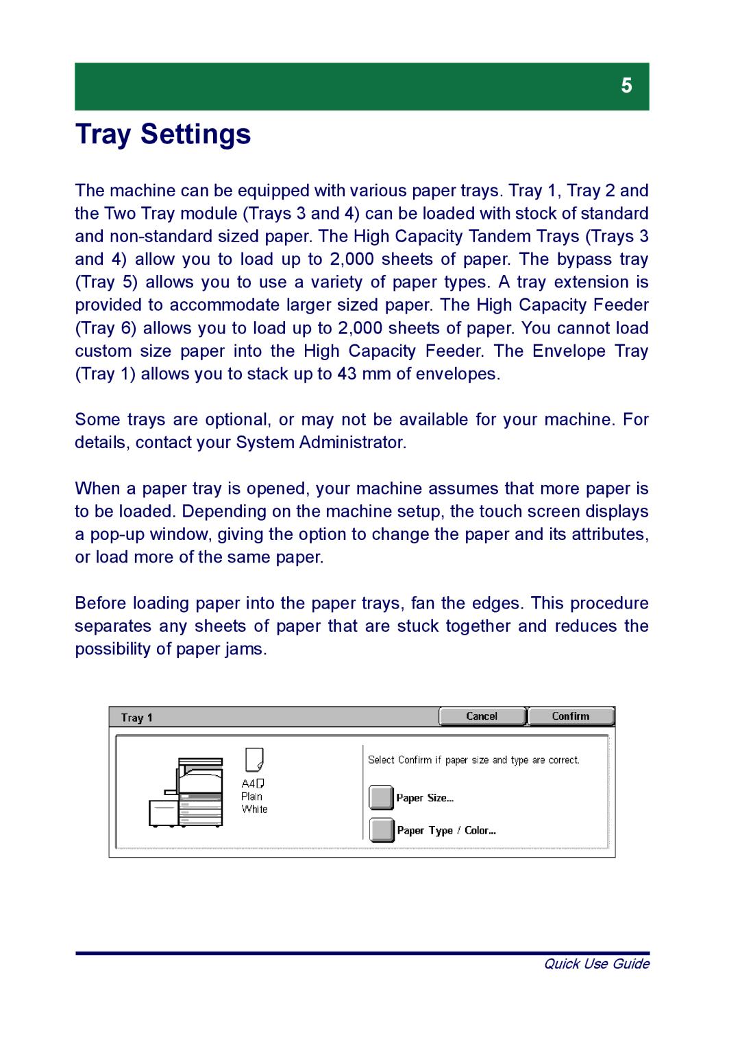 Xerox ME3612E4-1, XT3008EN0-2 manual Tray Settings 