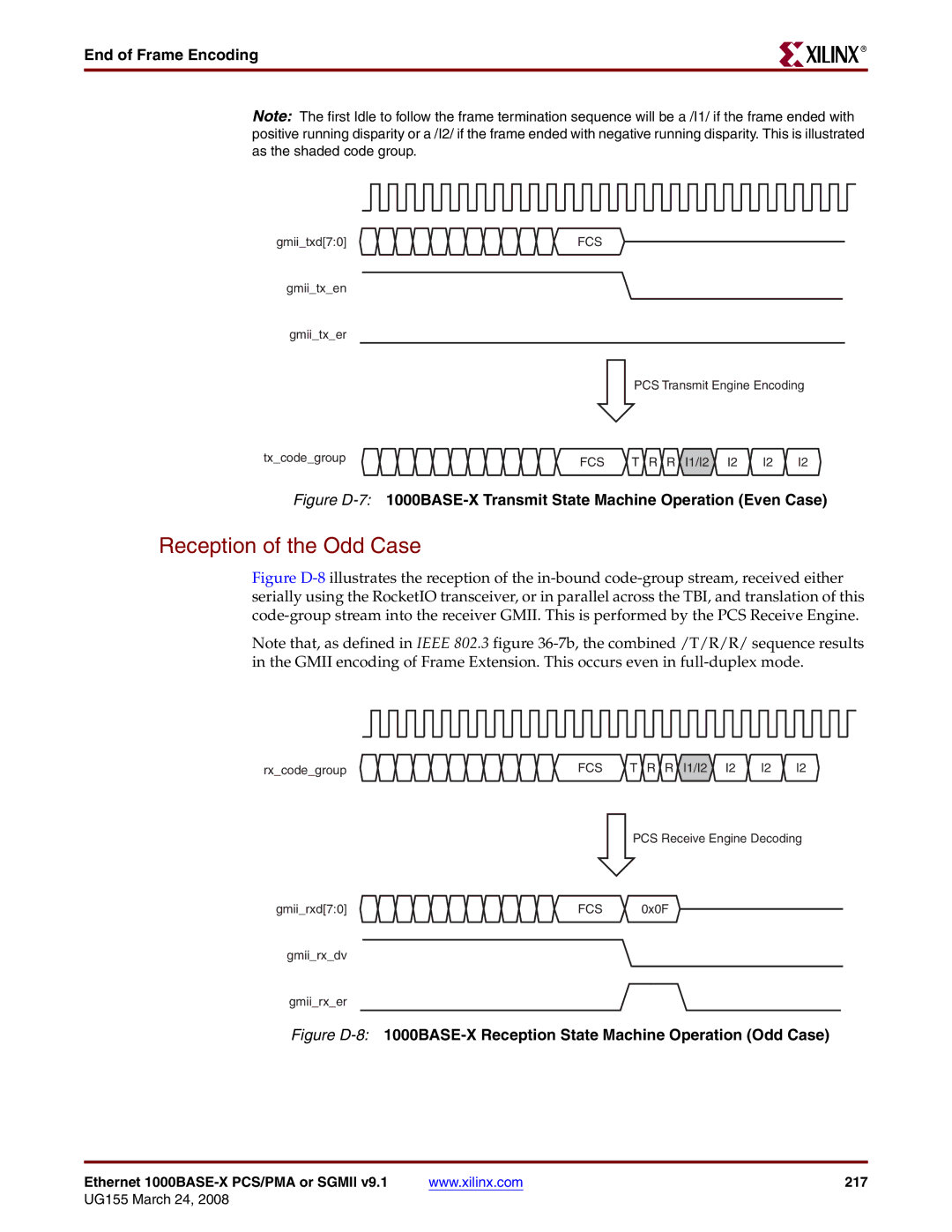 Xilinx manual Ethernet 1000BASE-X PCS/PMA or Sgmii 217 