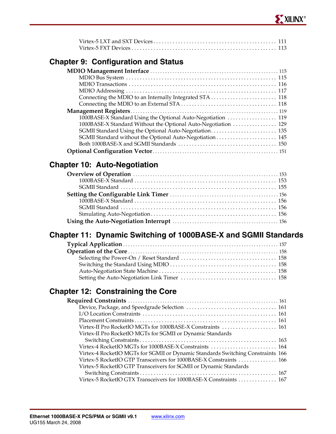 Xilinx 1000BASE-X manual Configuration and Status 