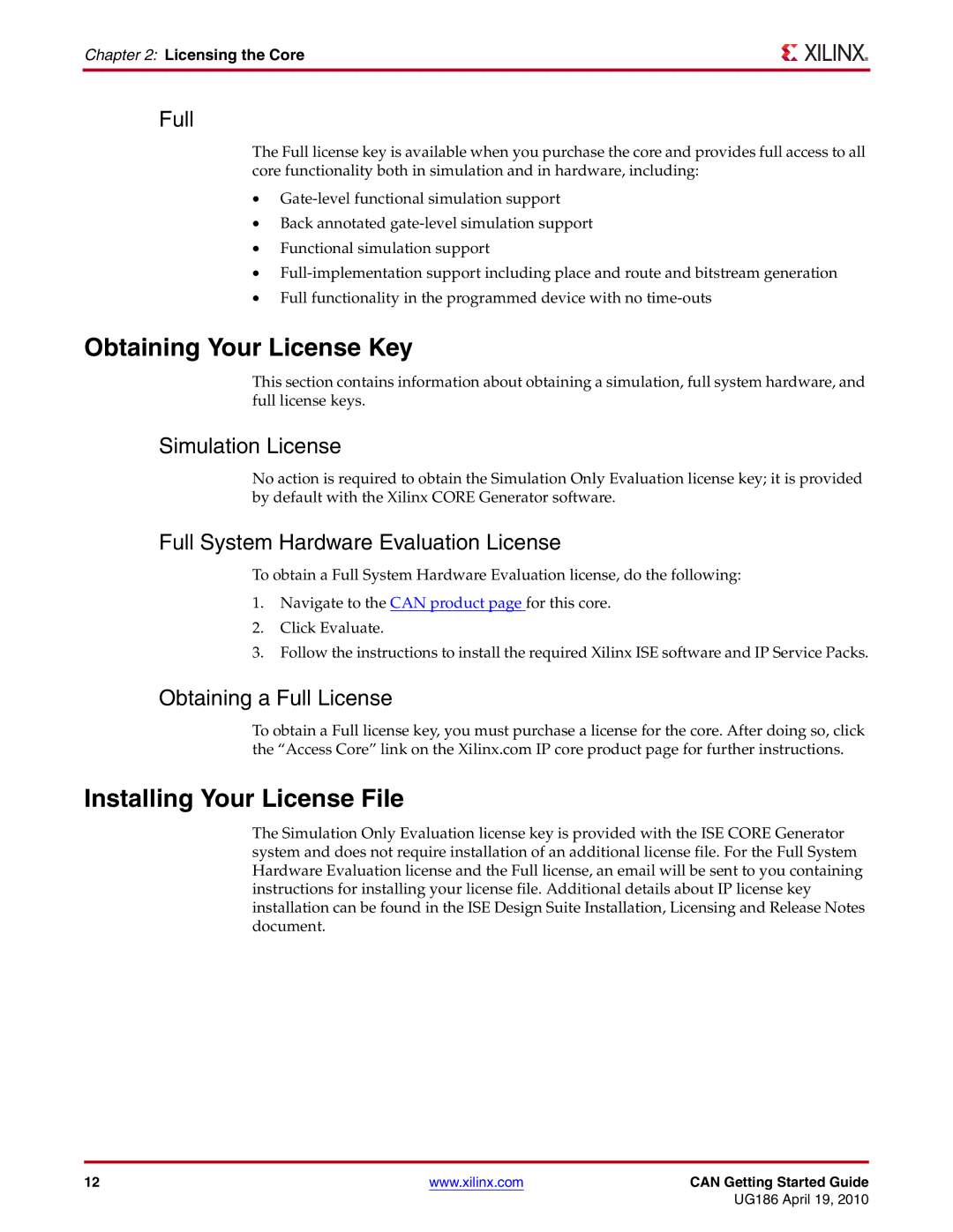 Xilinx 3.2 manual Obtaining Your License Key, Installing Your License File 