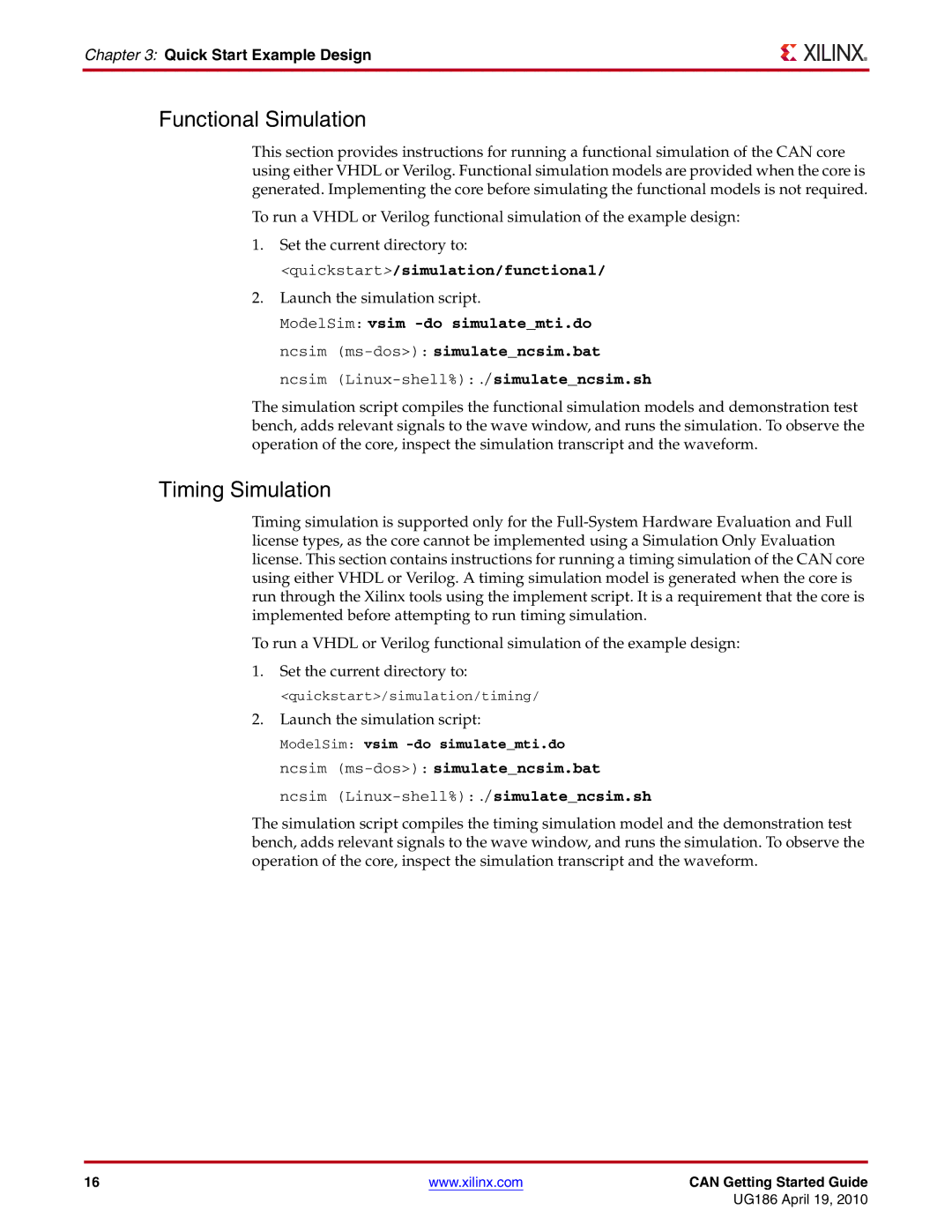 Xilinx 3.2 manual Functional Simulation, Timing Simulation 