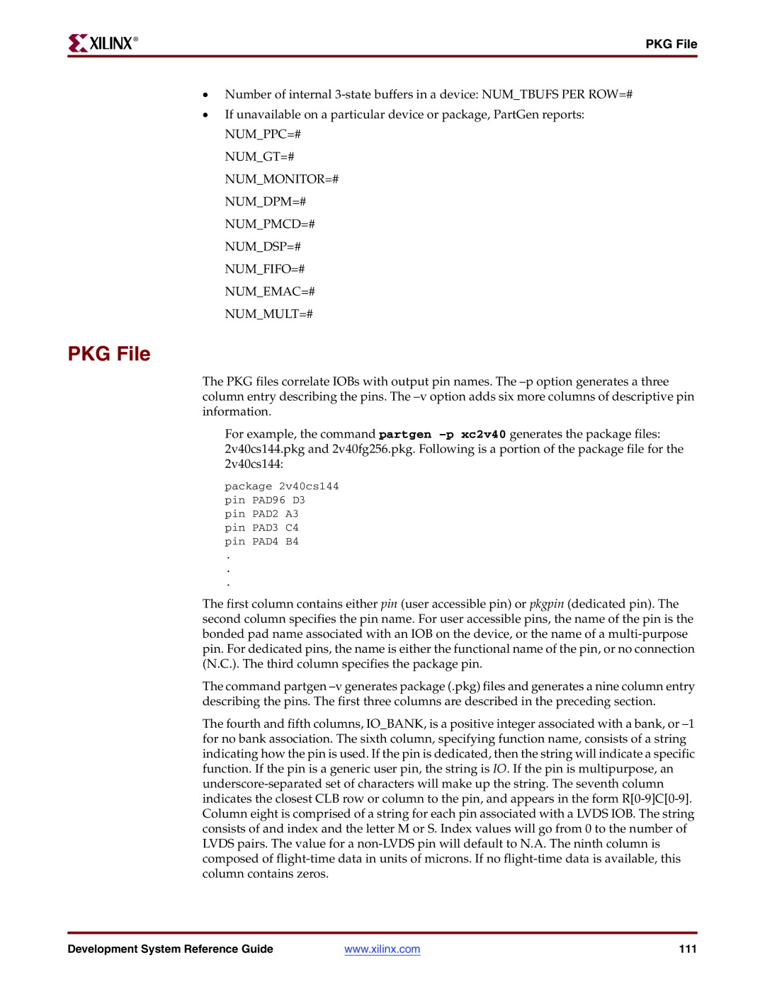 Xilinx 8.2i manual PKG File 