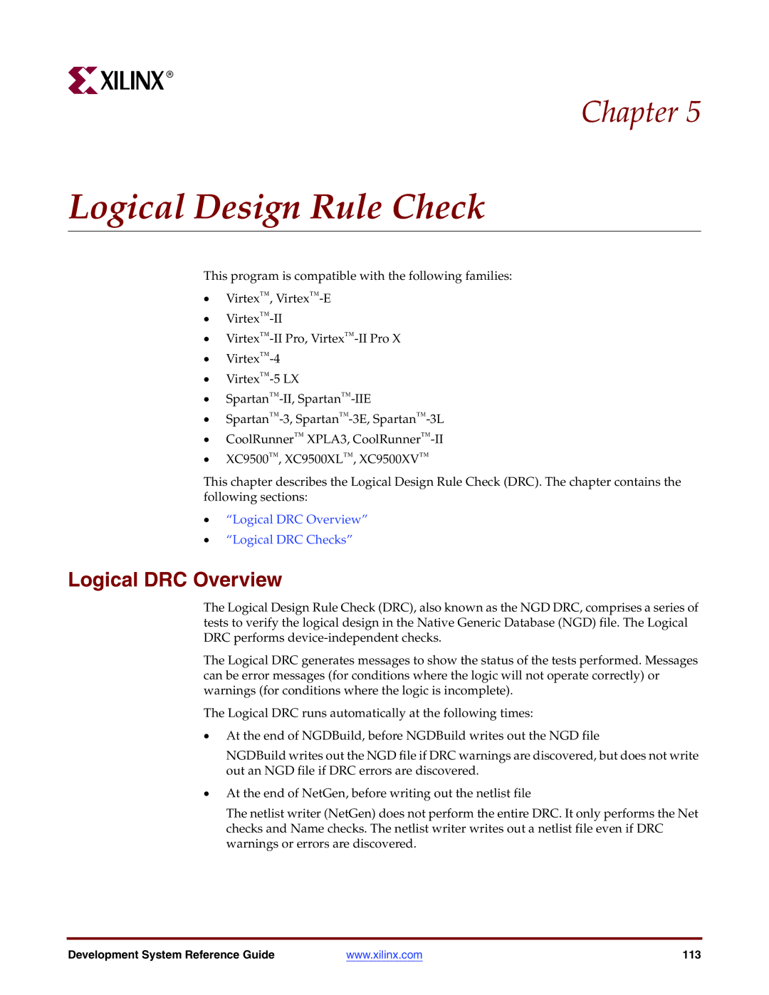 Xilinx 8.2i manual Logical Design Rule Check, Logical DRC Overview 