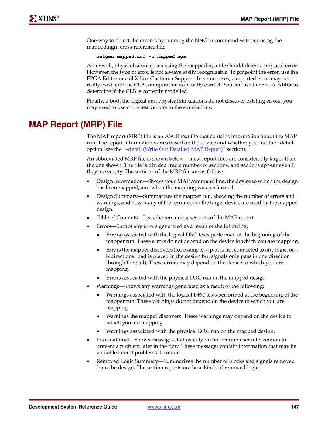 Xilinx 8.2i manual MAP Report MRP File 