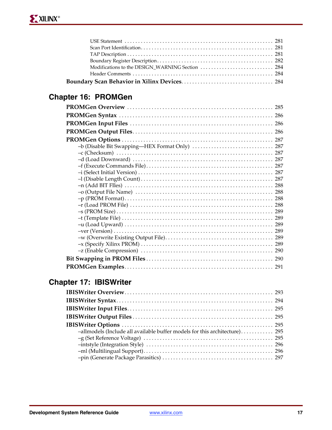 Xilinx 8.2i manual PROMGen, IBISWriter 