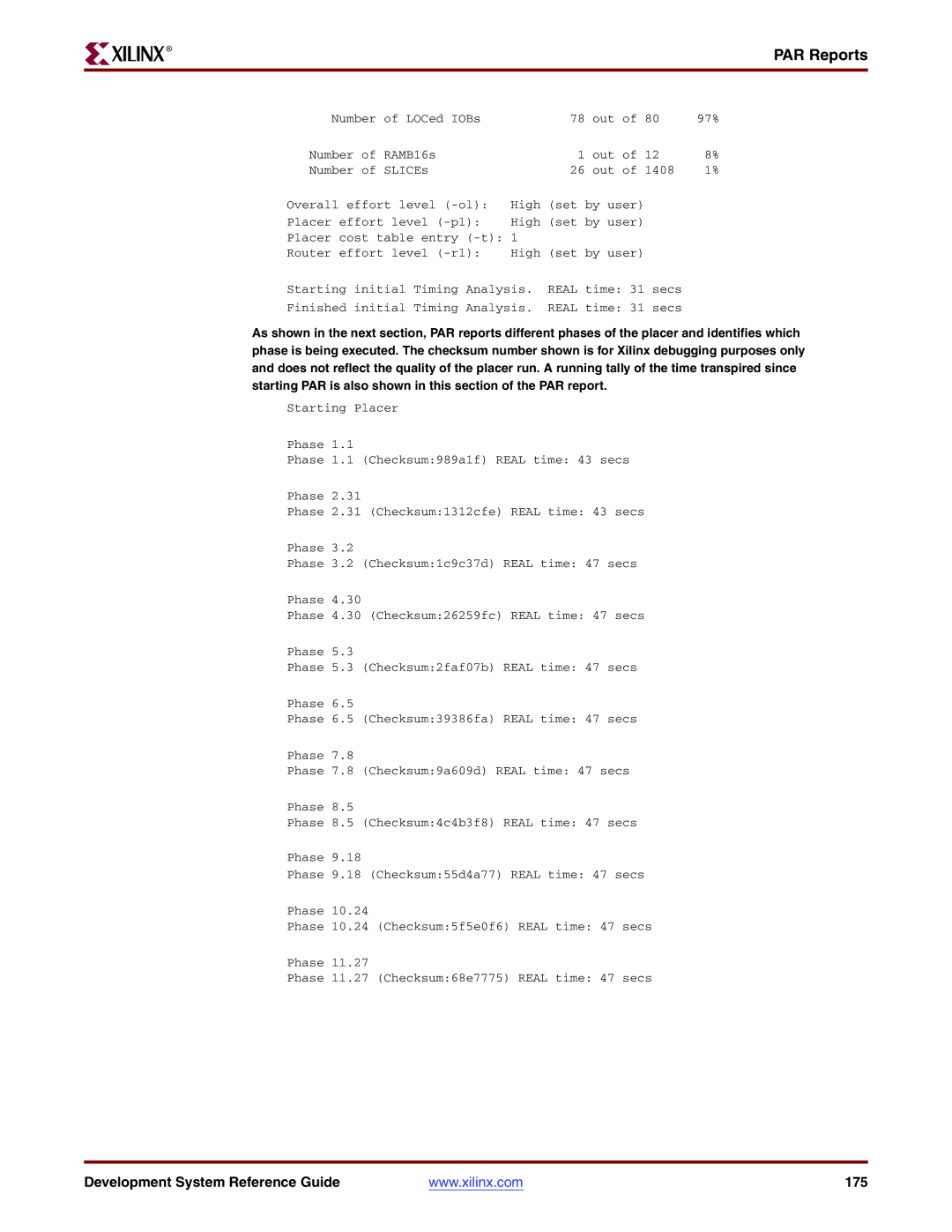 Xilinx 8.2i manual Development System Reference Guide 175 