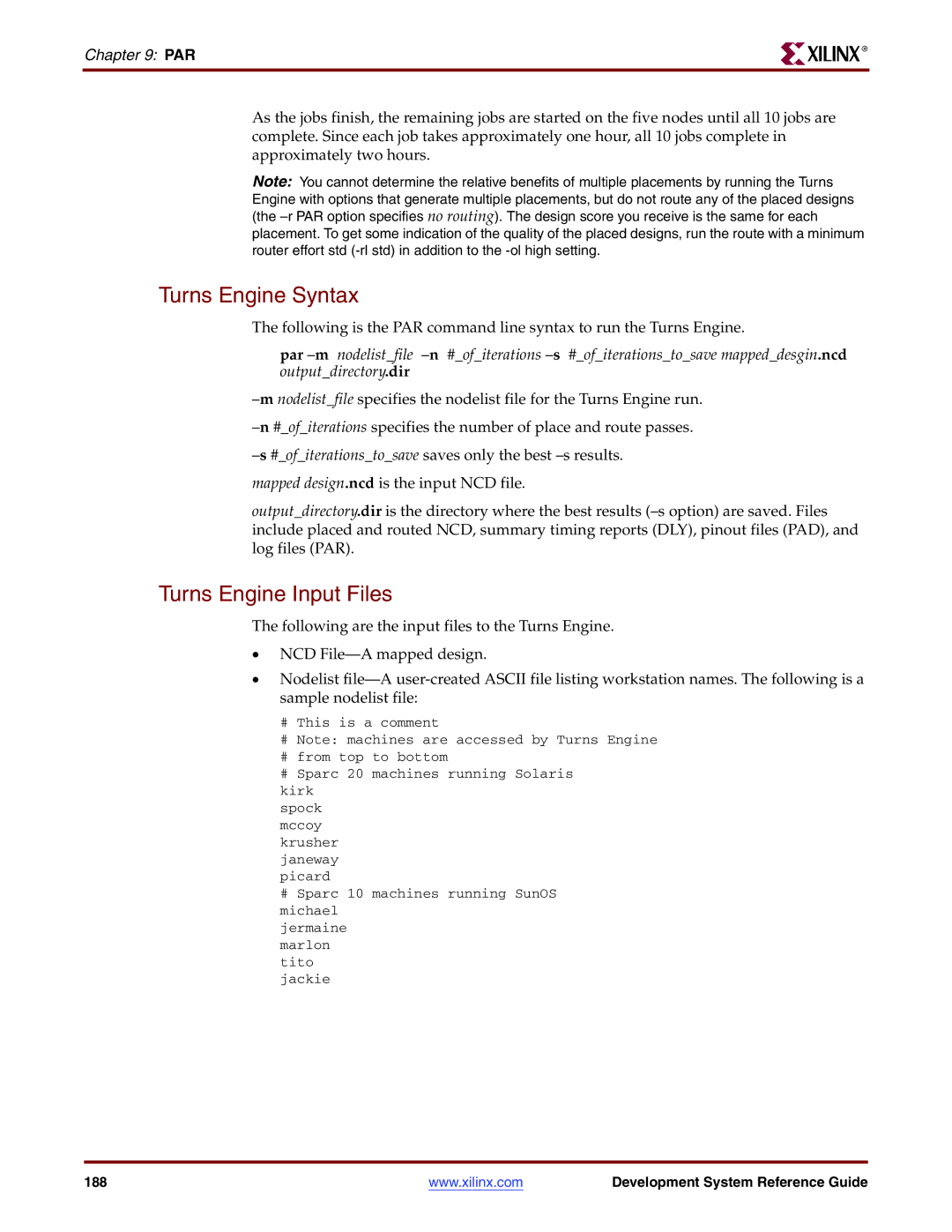 Xilinx 8.2i manual Turns Engine Syntax, Turns Engine Input Files 