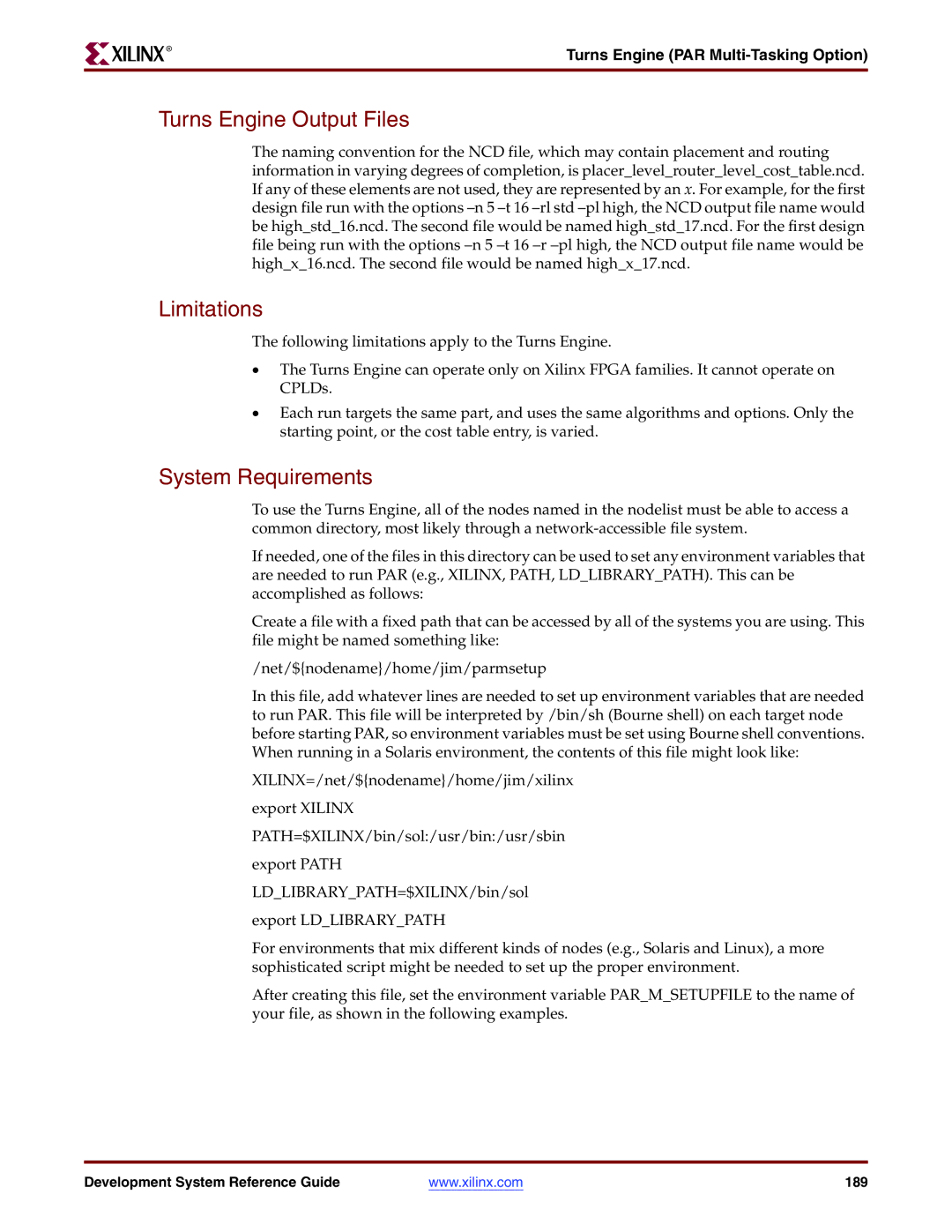 Xilinx 8.2i manual Turns Engine Output Files, Limitations, System Requirements 