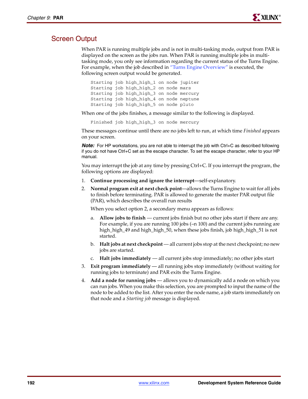 Xilinx 8.2i manual Screen Output 