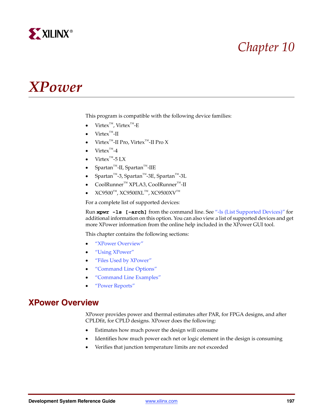 Xilinx 8.2i manual XPower Overview 