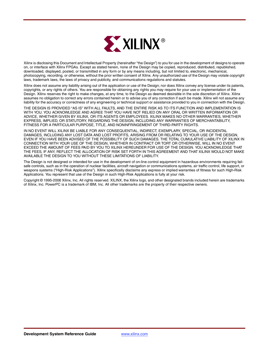 Xilinx 8.2i manual Development System Reference Guide 