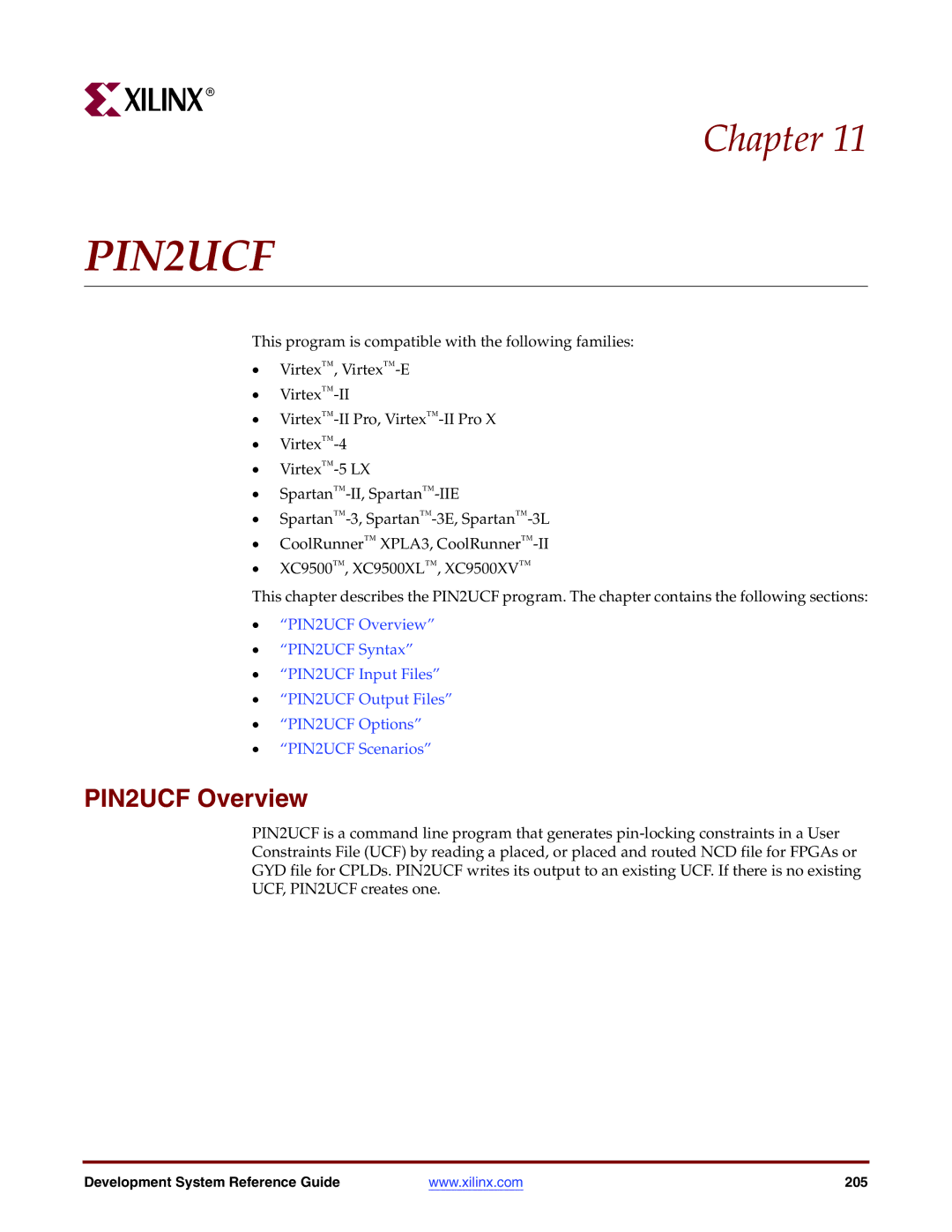 Xilinx 8.2i manual PIN2UCF Overview 