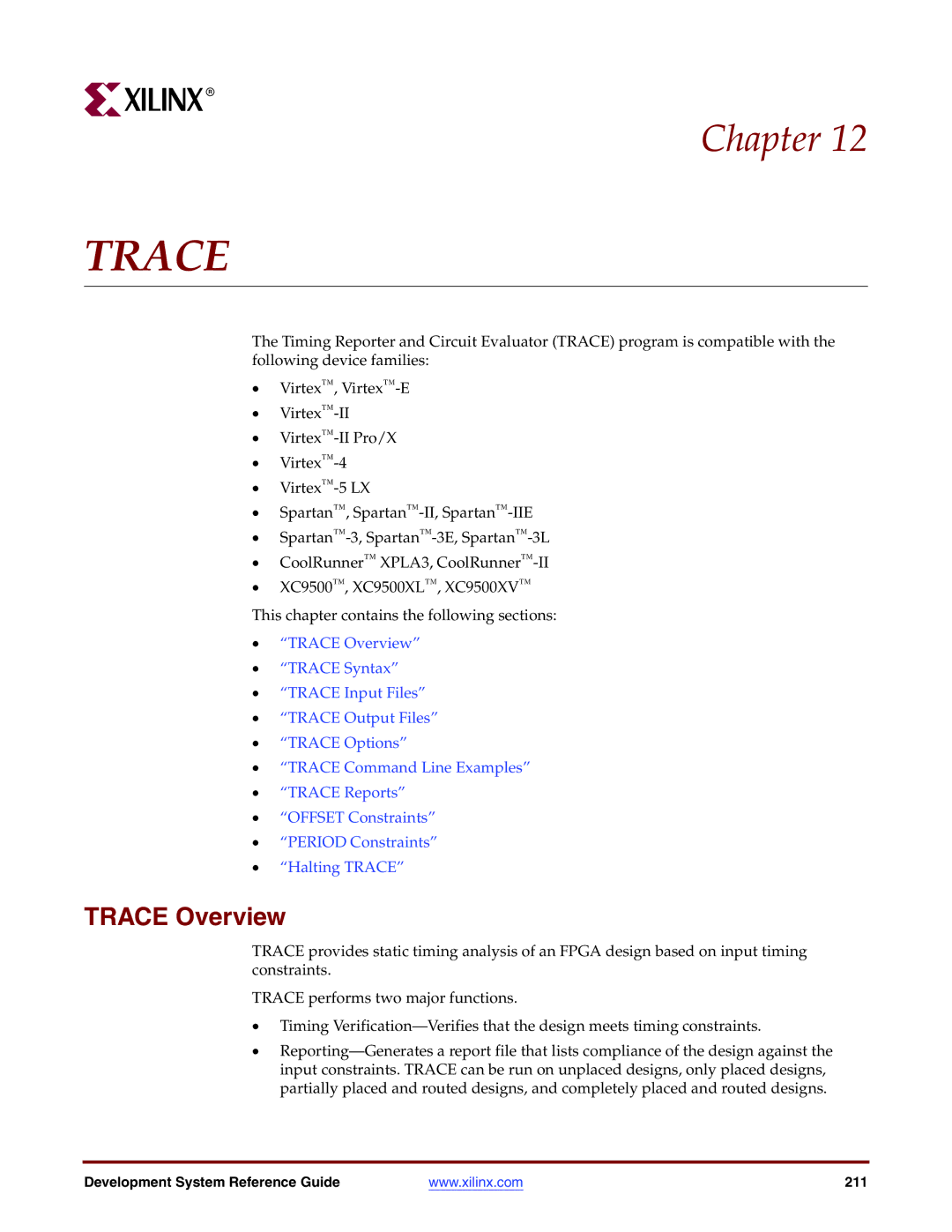 Xilinx 8.2i manual Trace Overview 