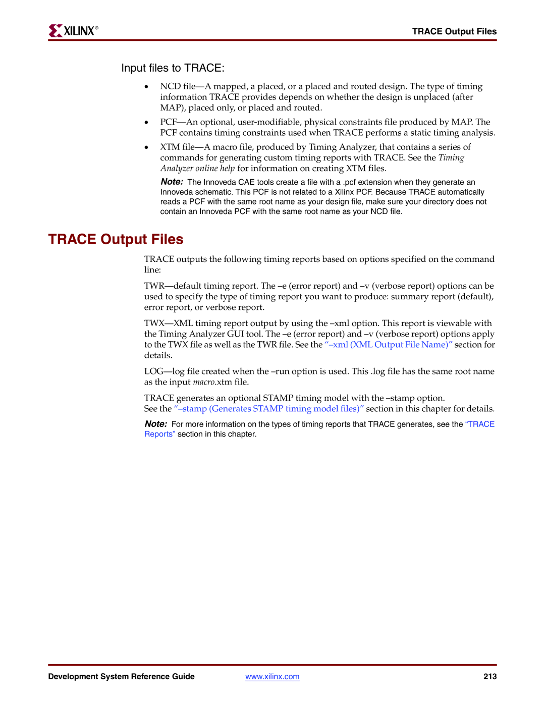 Xilinx 8.2i manual Trace Output Files, Input files to Trace 