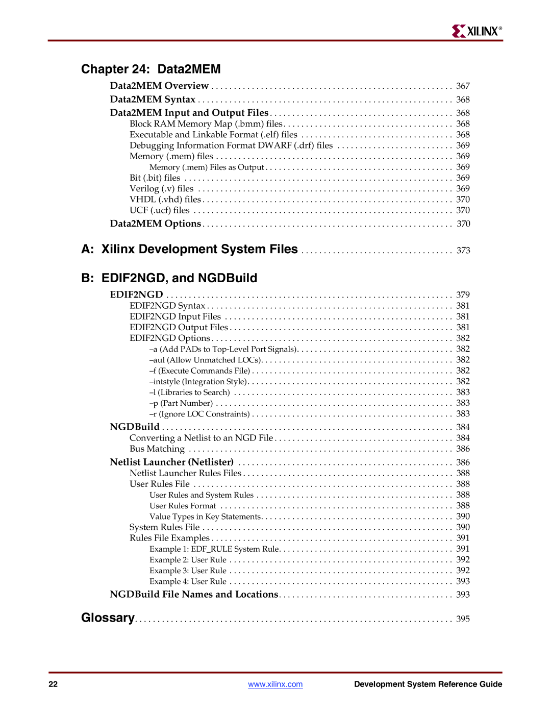 Xilinx 8.2i manual Data2MEM, EDIF2NGD, and NGDBuild 