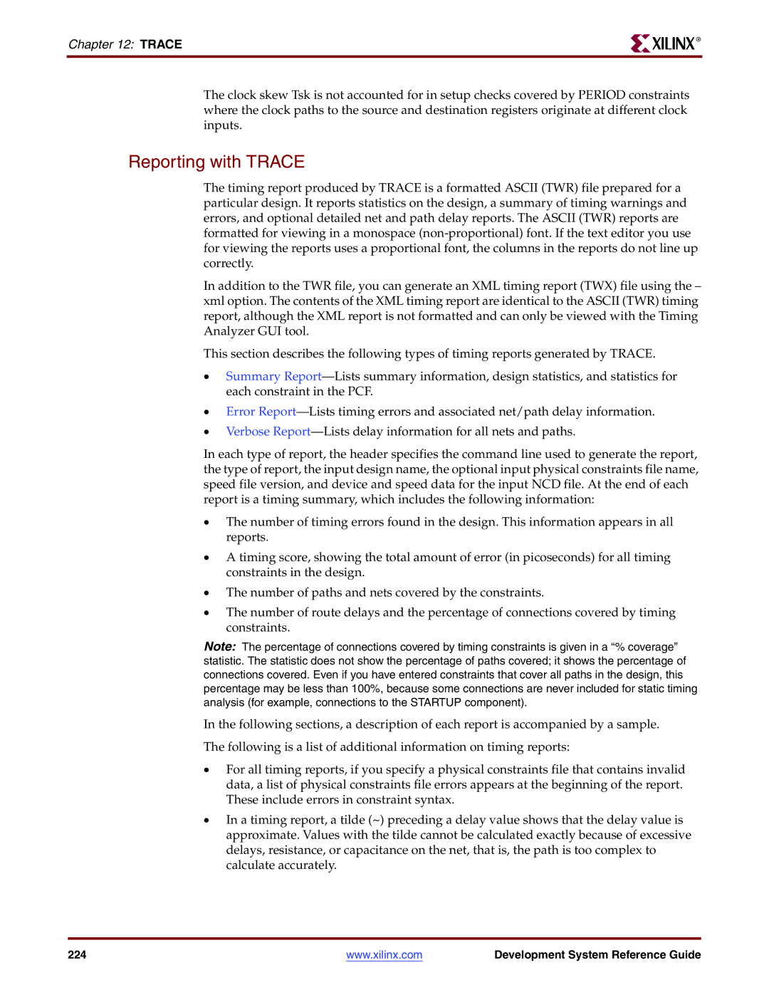 Xilinx 8.2i manual Reporting with Trace 