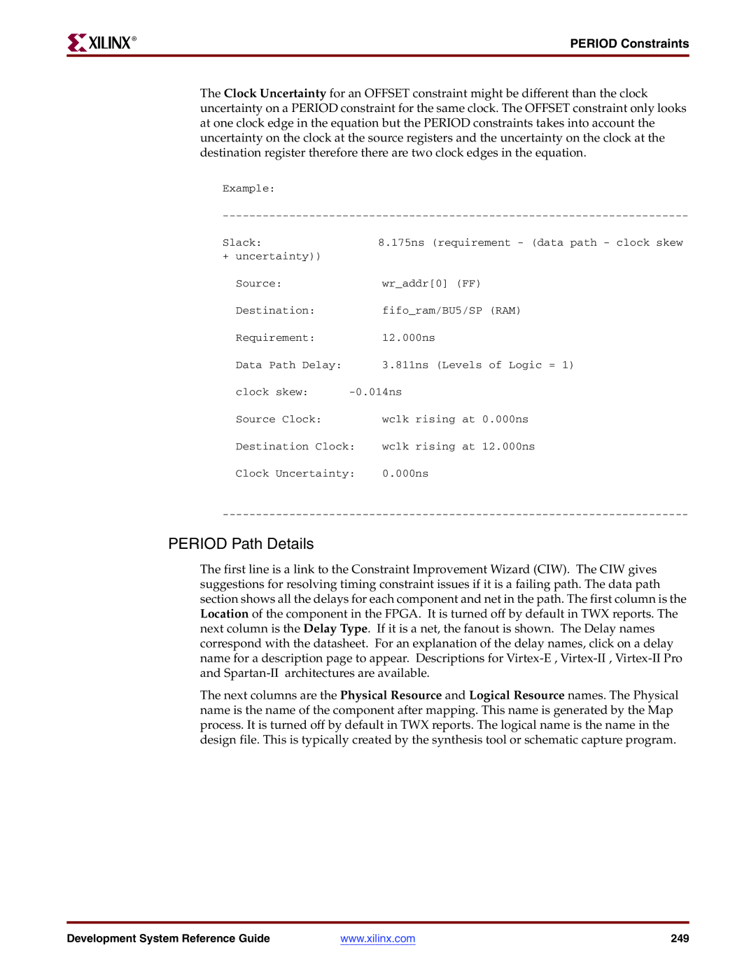 Xilinx 8.2i manual Period Path Details 