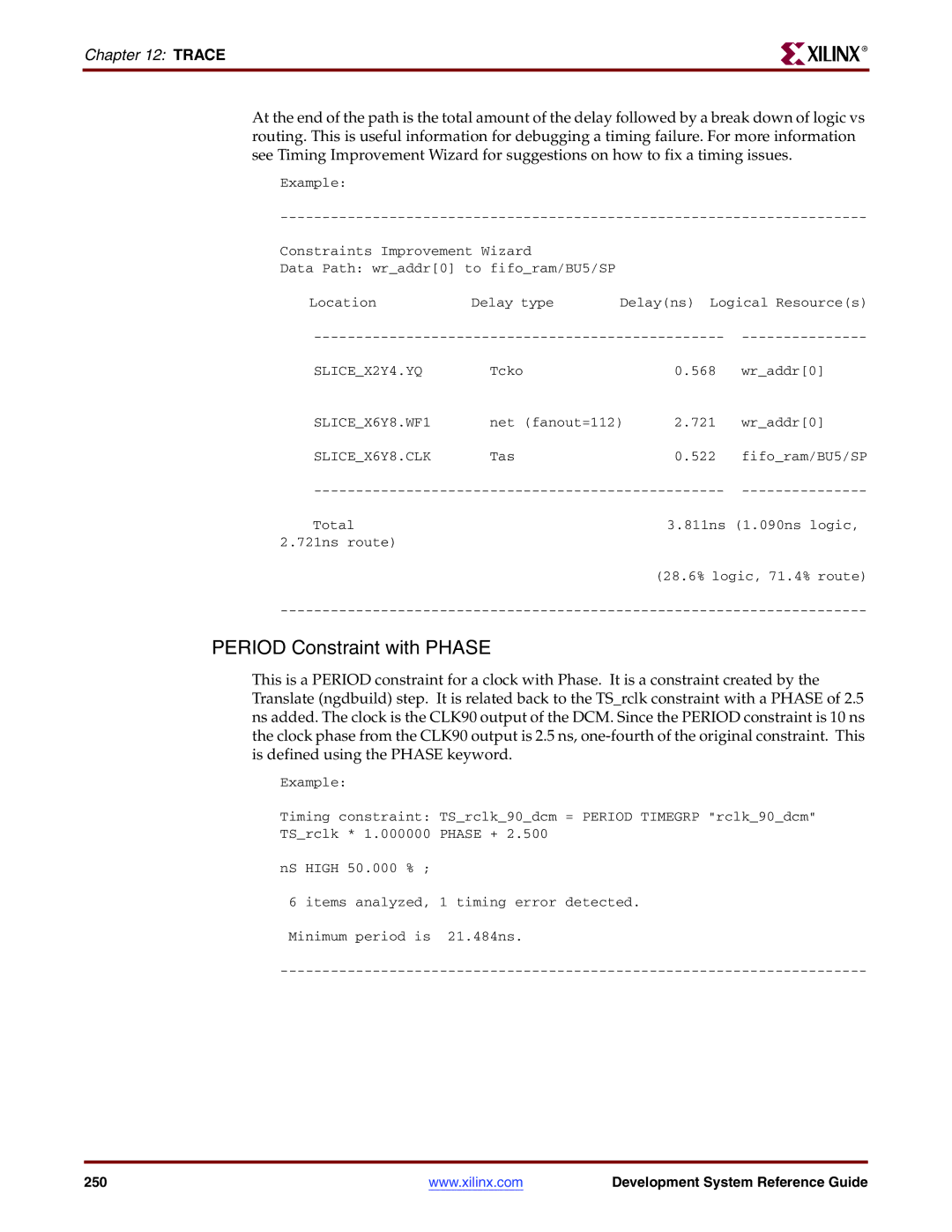 Xilinx 8.2i manual Period Constraint with Phase 