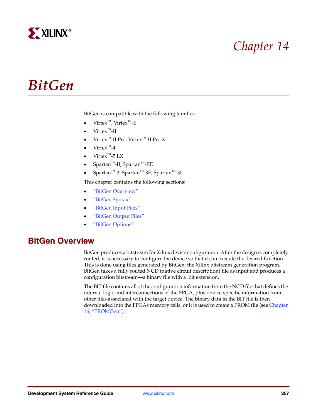 Xilinx 8.2i manual BitGen Overview 