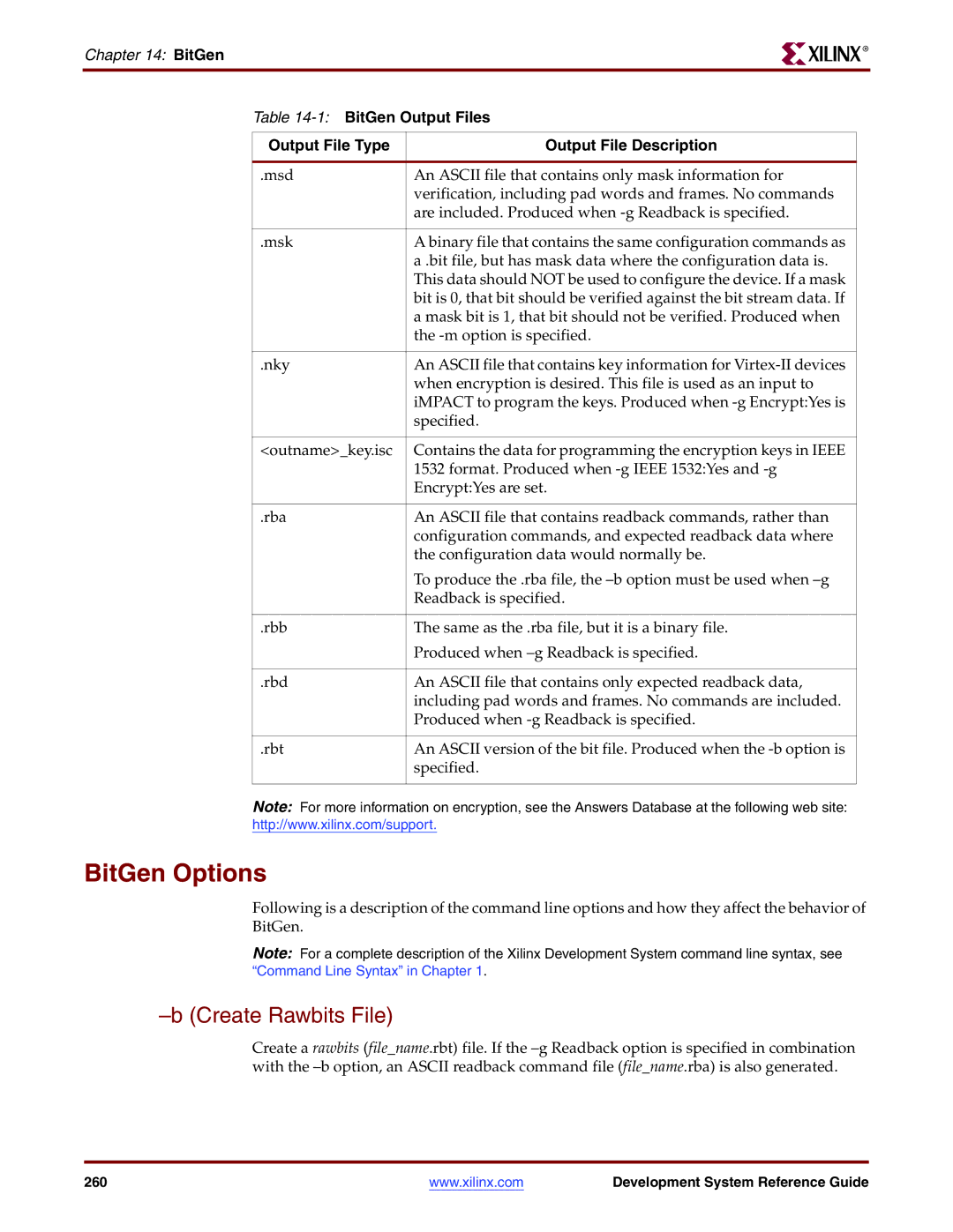 Xilinx 8.2i manual BitGen Options, Create Rawbits File 