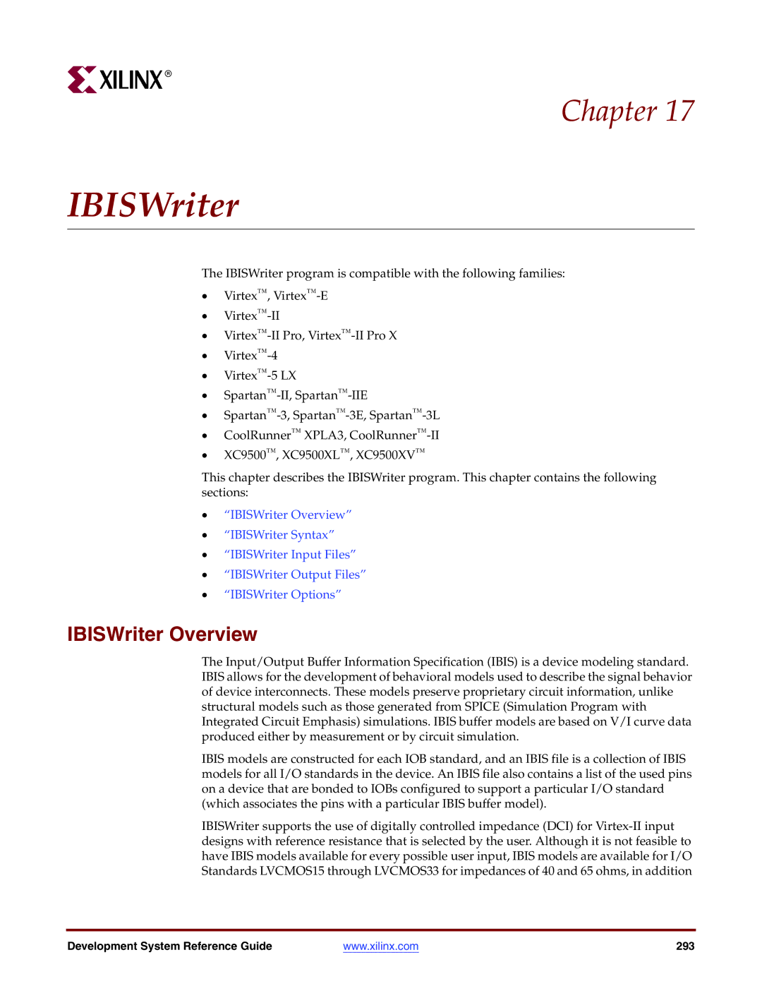 Xilinx 8.2i manual IBISWriter Overview 