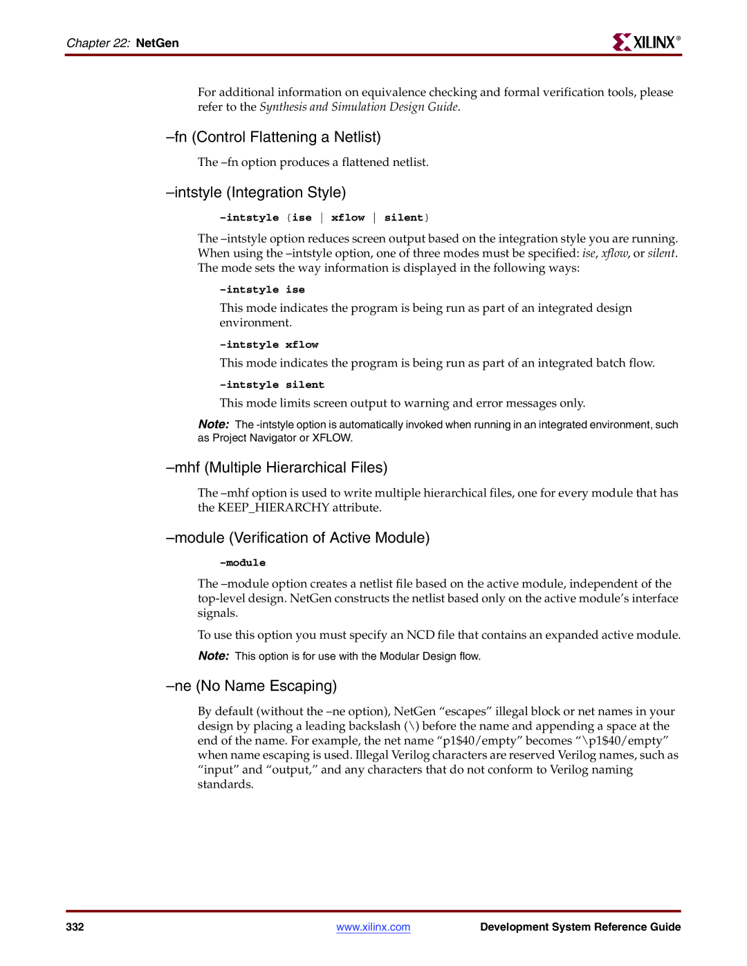 Xilinx 8.2i manual Fn Control Flattening a Netlist, Module Verification of Active Module 