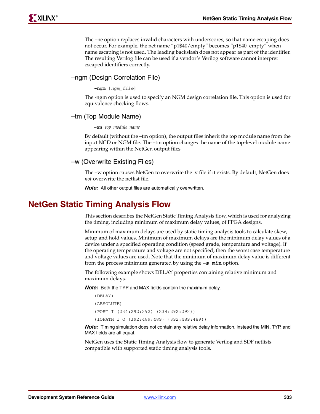 Xilinx 8.2i manual NetGen Static Timing Analysis Flow, Ngm Design Correlation File 