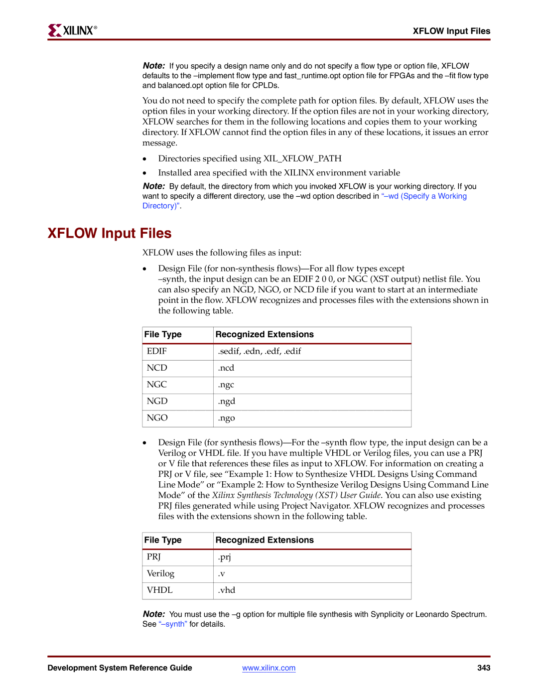 Xilinx 8.2i manual Xflow Input Files 