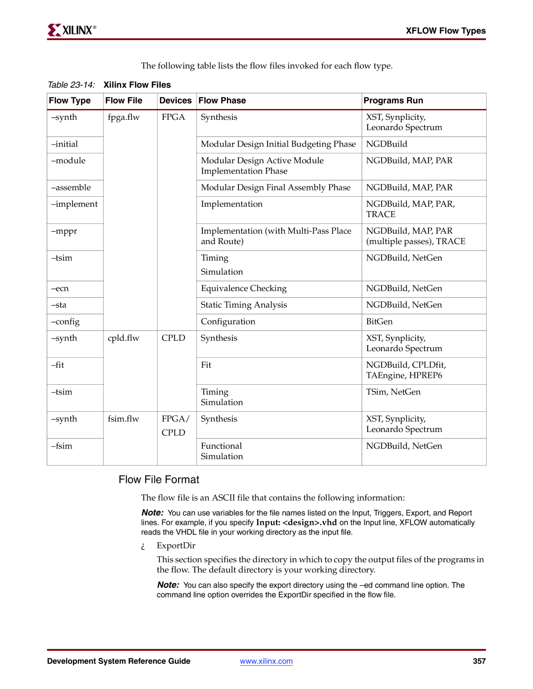 Xilinx 8.2i manual Flow File Format, Fpga 