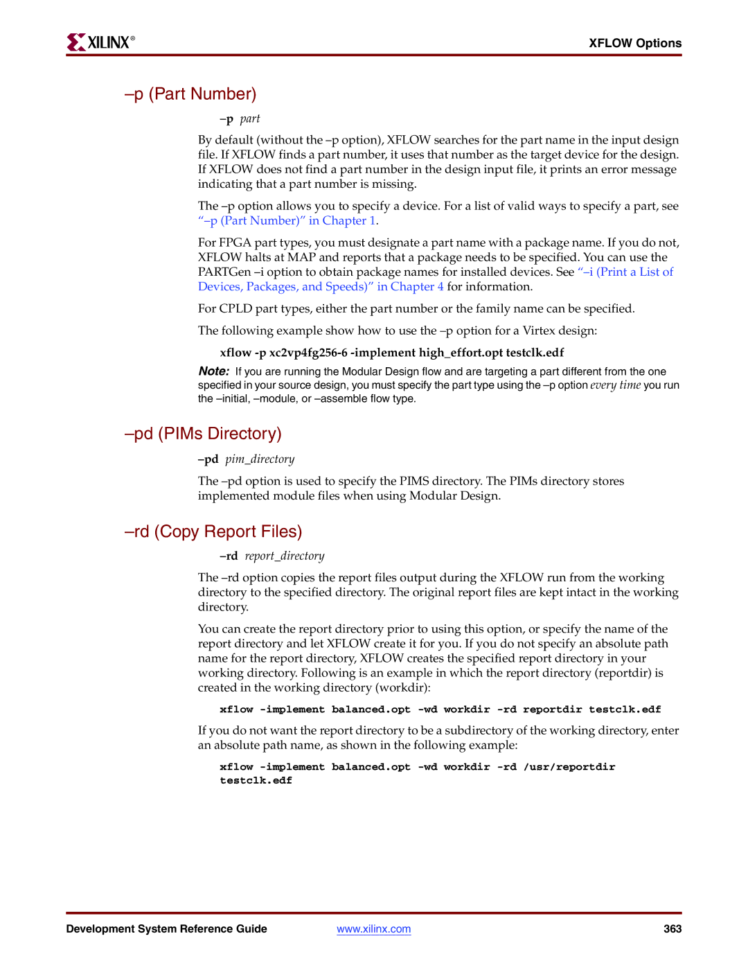 Xilinx 8.2i manual Pd PIMs Directory, Rd Copy Report Files, Pdpimdirectory, Rdreportdirectory 
