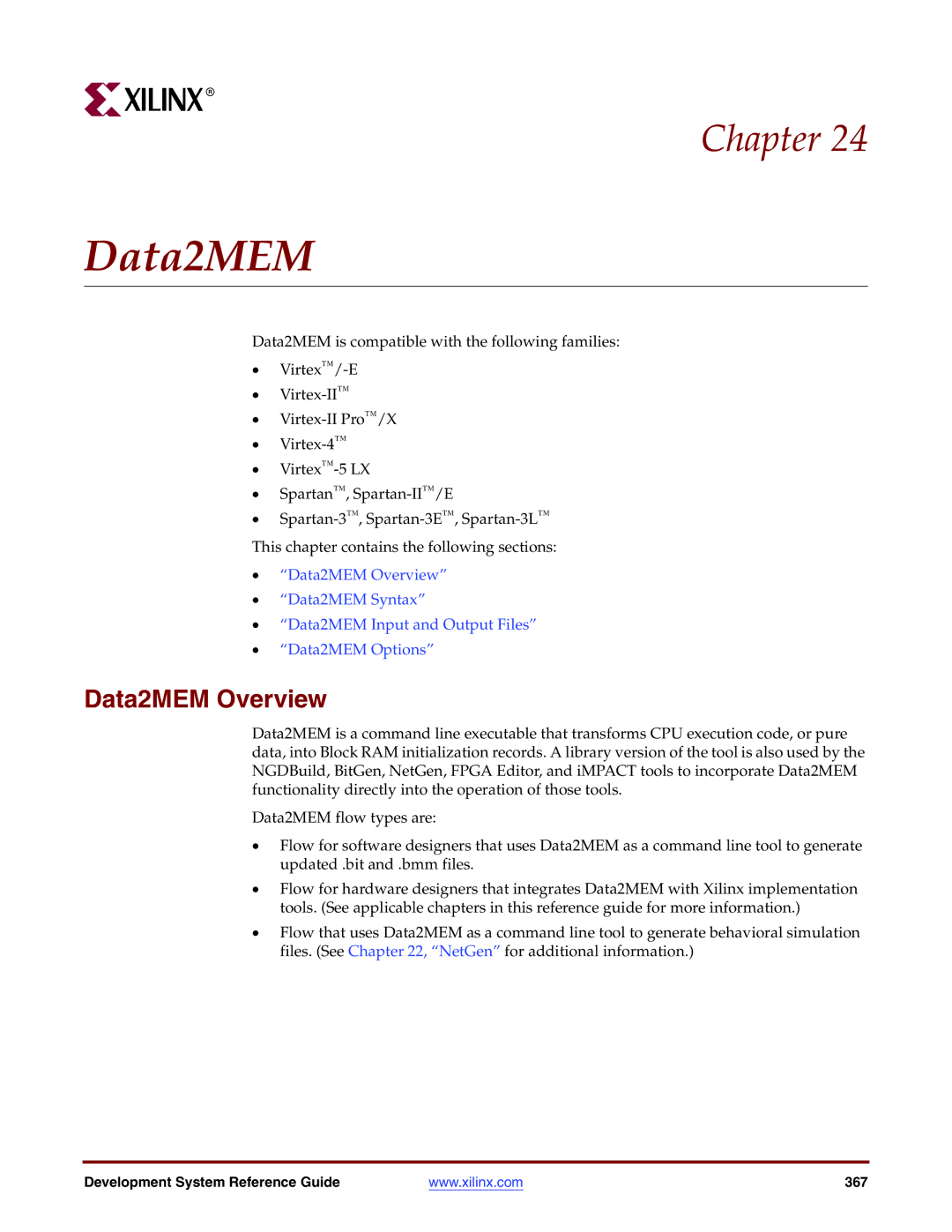 Xilinx 8.2i manual Data2MEM Overview 