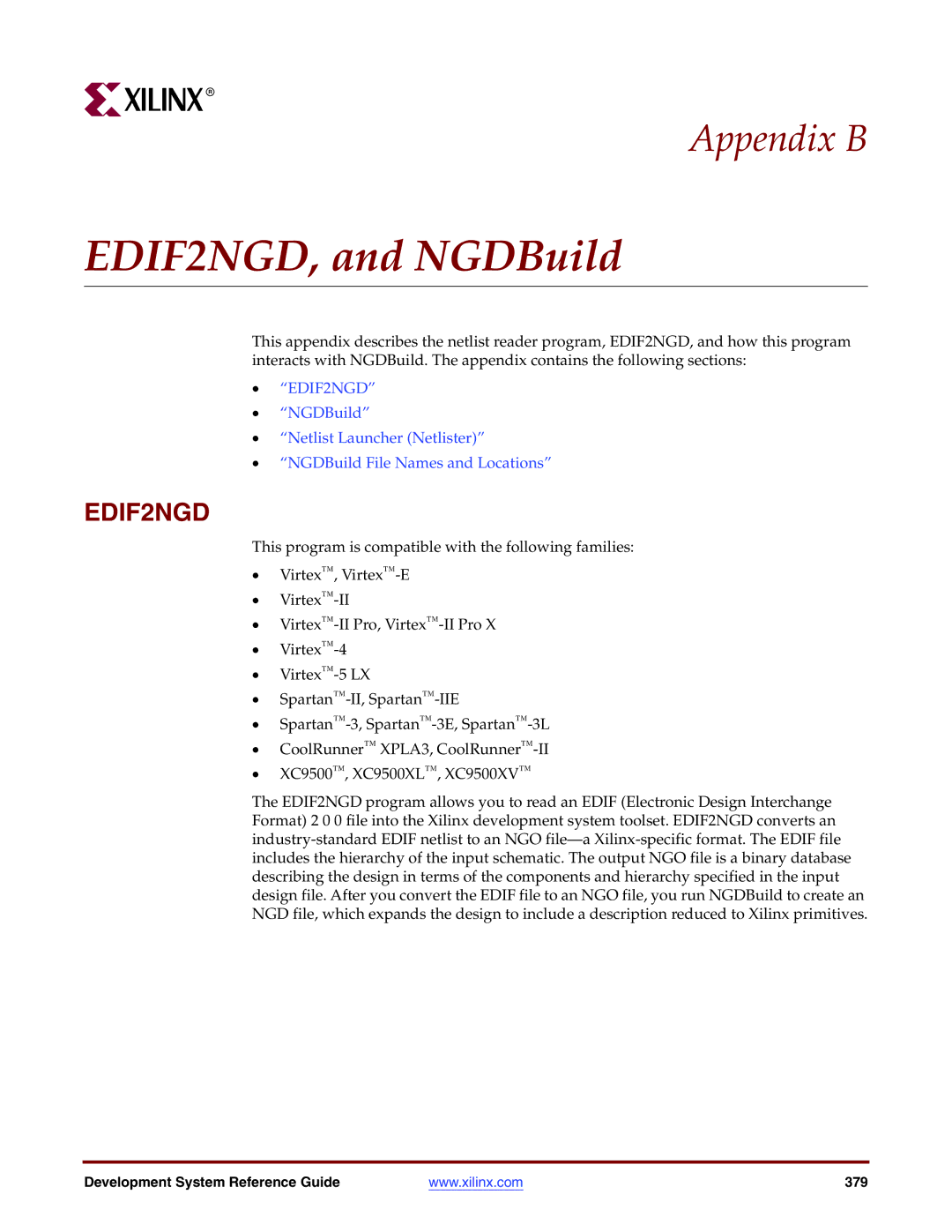 Xilinx 8.2i manual EDIF2NGD, and NGDBuild 